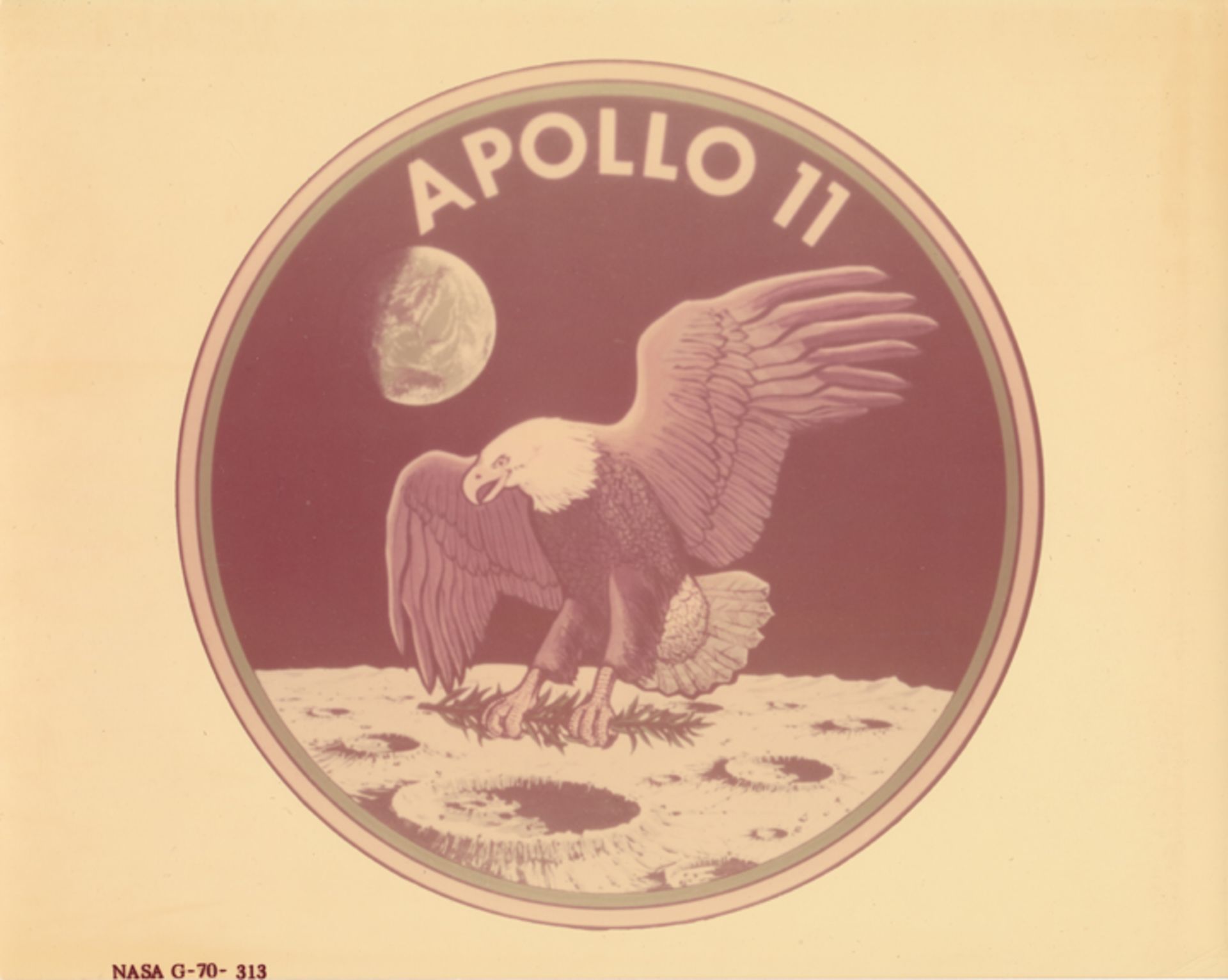 NASA, Seltener Fotoabzug des Emblems der Apollo 11-Mission. Juli 1969. Chromogener Abzug aus der