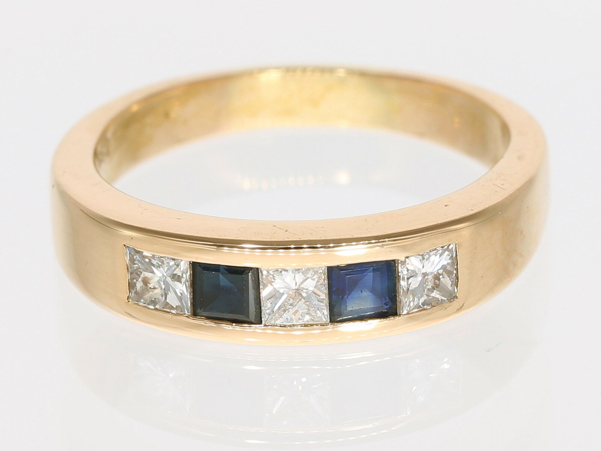 Ring: solider vintage Saphir/Diamantring, 18K Gold