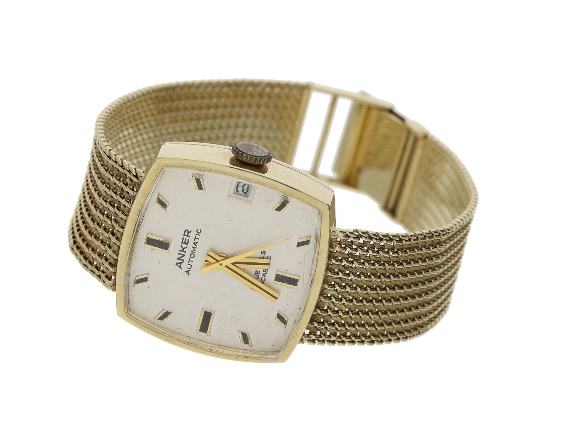 Armbanduhr: goldene vintage Armbanduhr, Marke Anker, 14K Gold