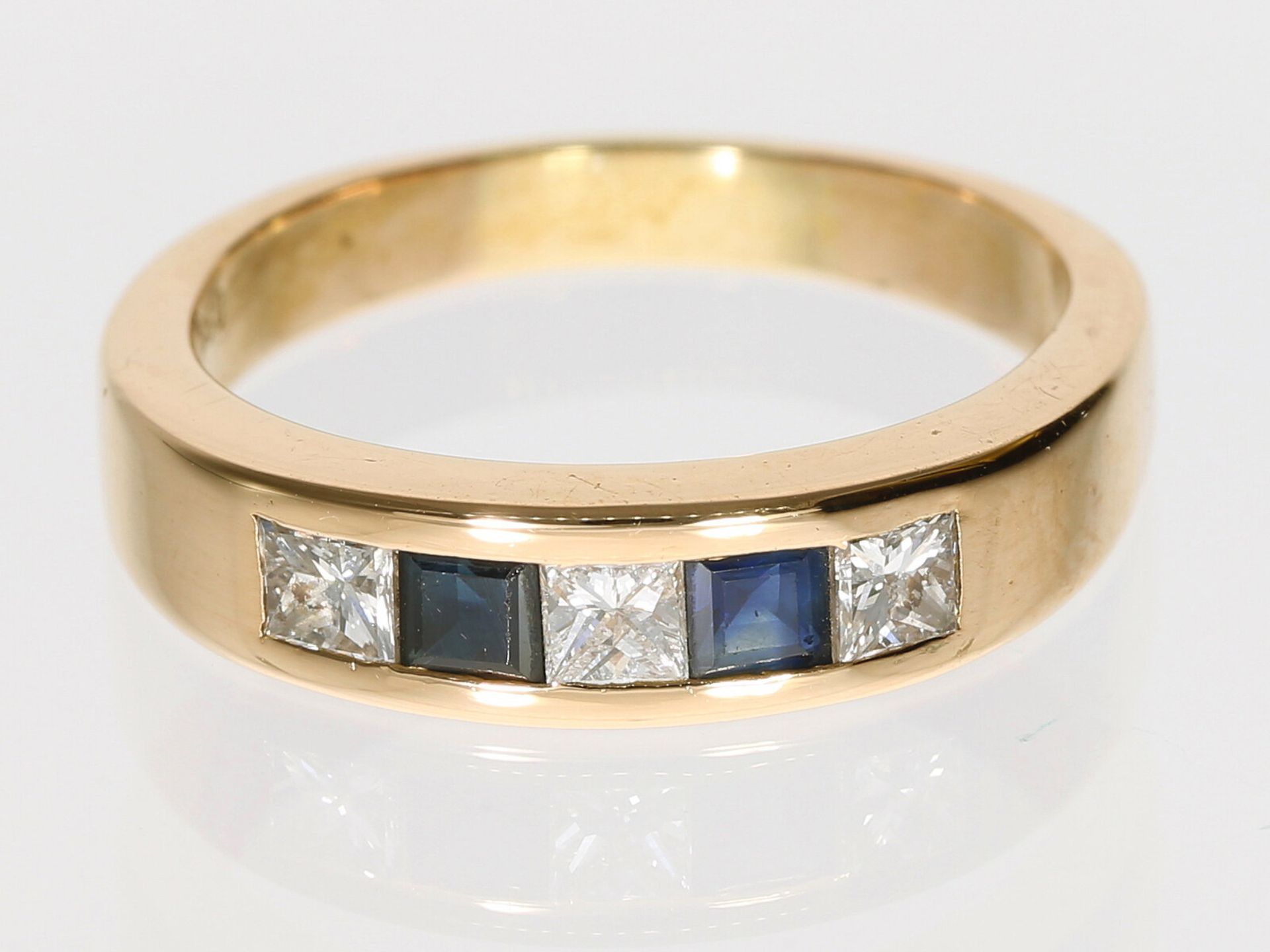 Ring: solider vintage Saphir/Diamantring, 18K Gold - Image 2 of 3