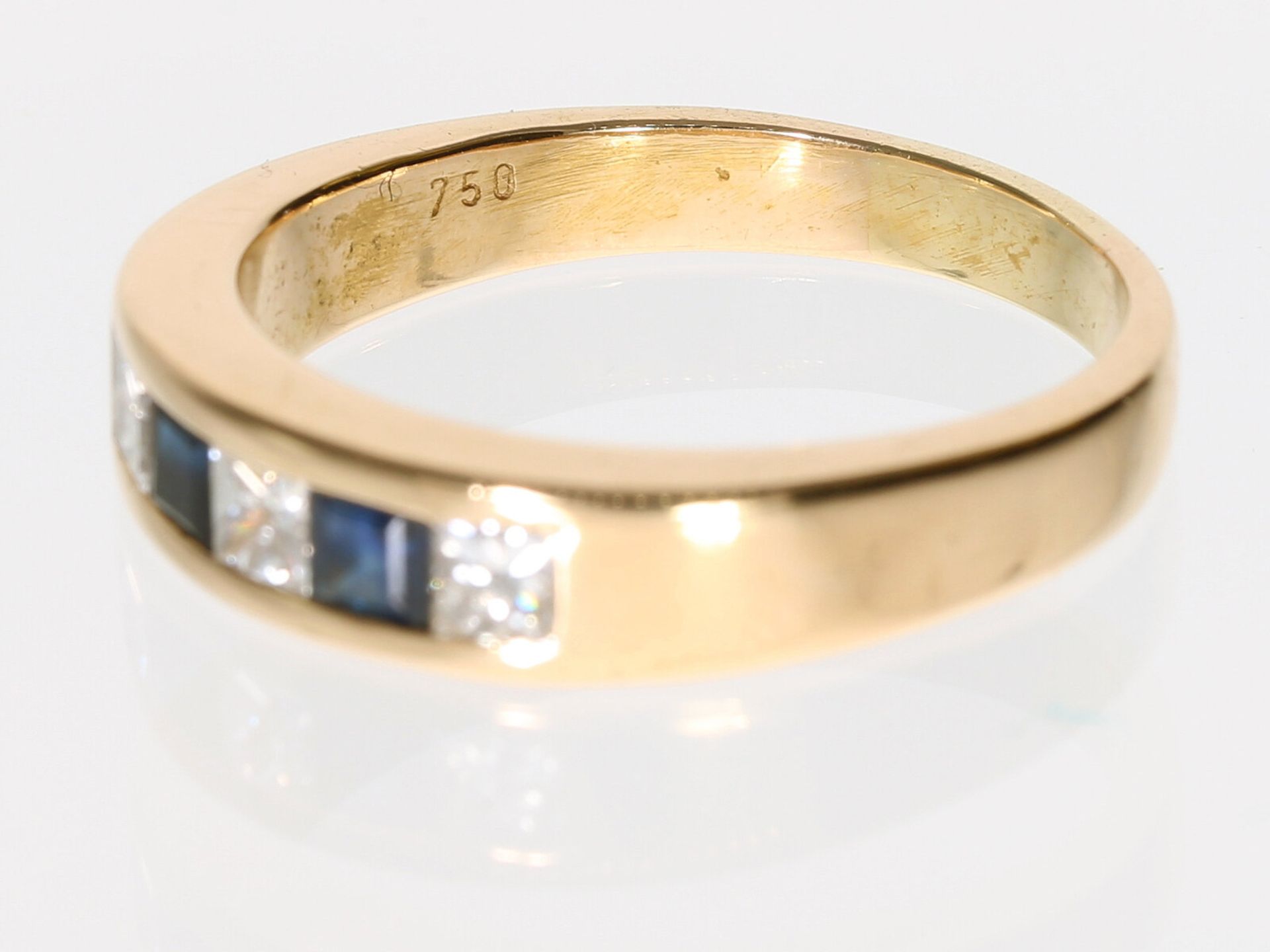 Ring: solider vintage Saphir/Diamantring, 18K Gold - Image 3 of 3