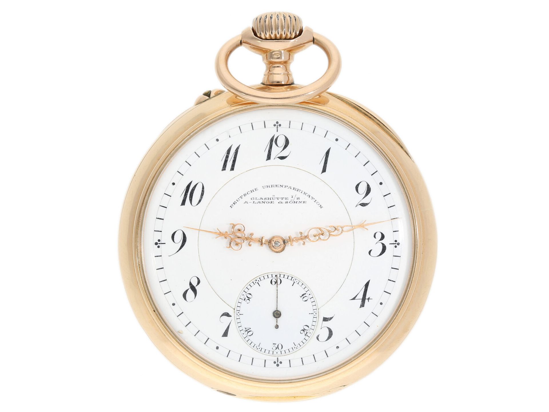 Goldene Herrentaschenuhr, A. Lange & Söhne Deutsche Uhrenfabrikation Glashütte No.55415