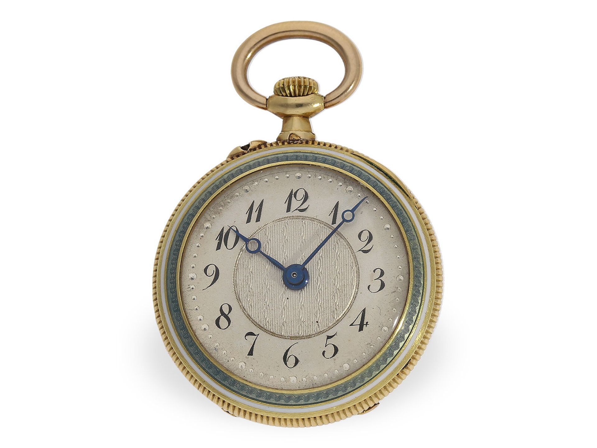 Taschenuhr/Anhängeuhr: feine Gold/Emaille-Damenuhr, um 1920, Le Coultre/signiert Hedin Limoges No. 3 - Image 3 of 7