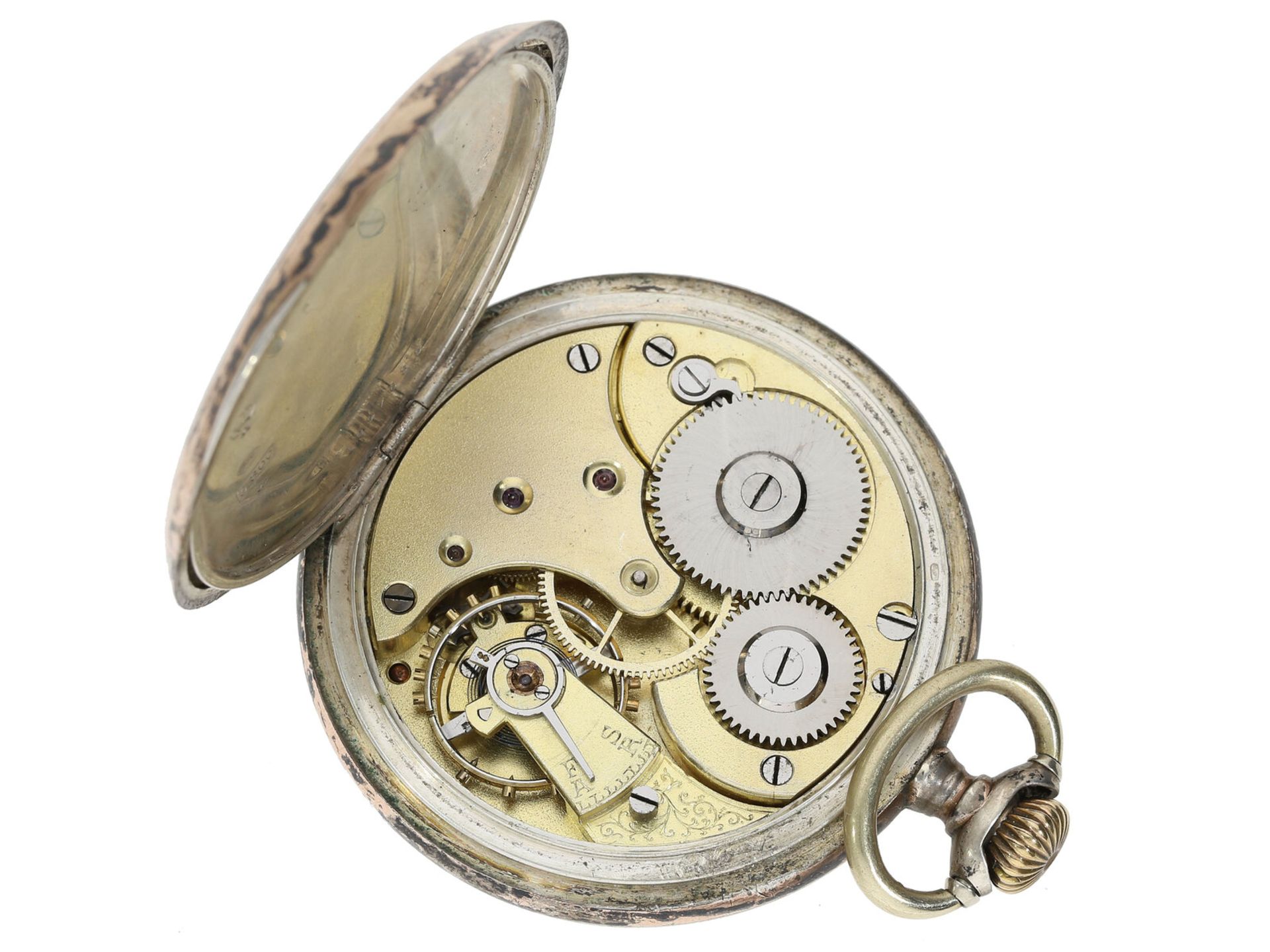 Silberne Omega Taschenuhr mit Uhrenkette und Medaillon, um 1900 - Bild 4 aus 5