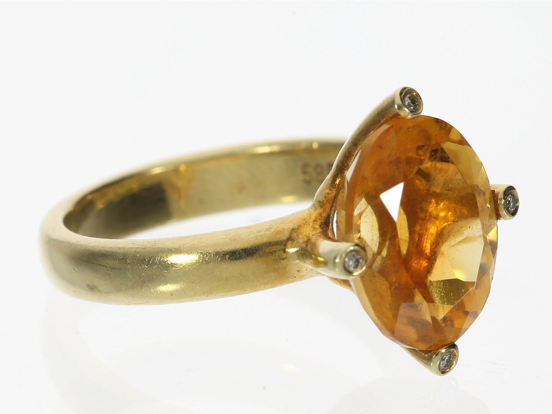 Ring: solider Gelbgoldring mit Citrin, ca. 4ct - Image 2 of 2