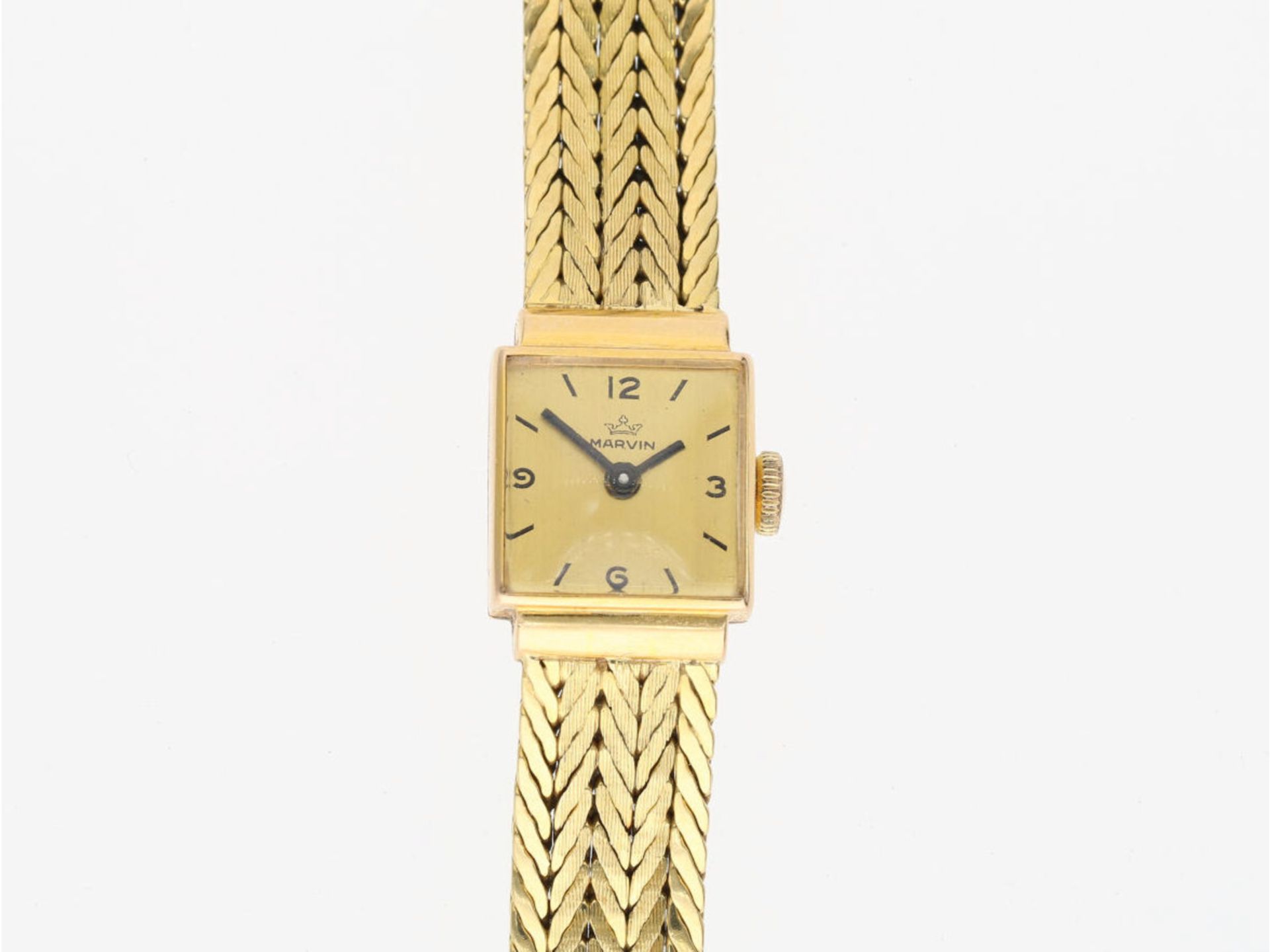 Armbanduhr: vintage Damenuhr aus 18K Gelbgold, Zifferblatt signiert "Marvin" - Bild 2 aus 4