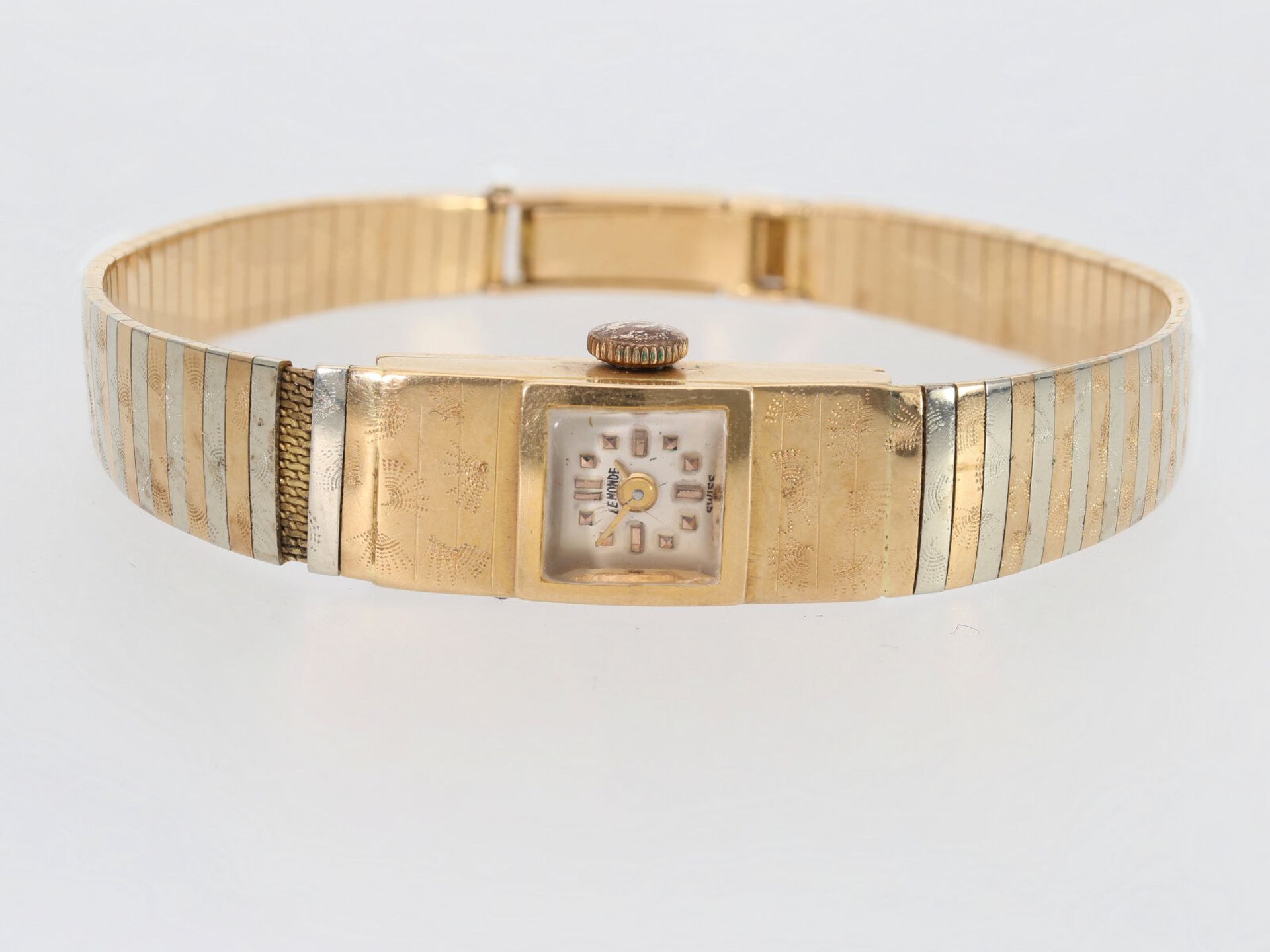 Armbanduhr: goldene vintage Bicolor-Damenuhr "Le Monde" - Bild 2 aus 6