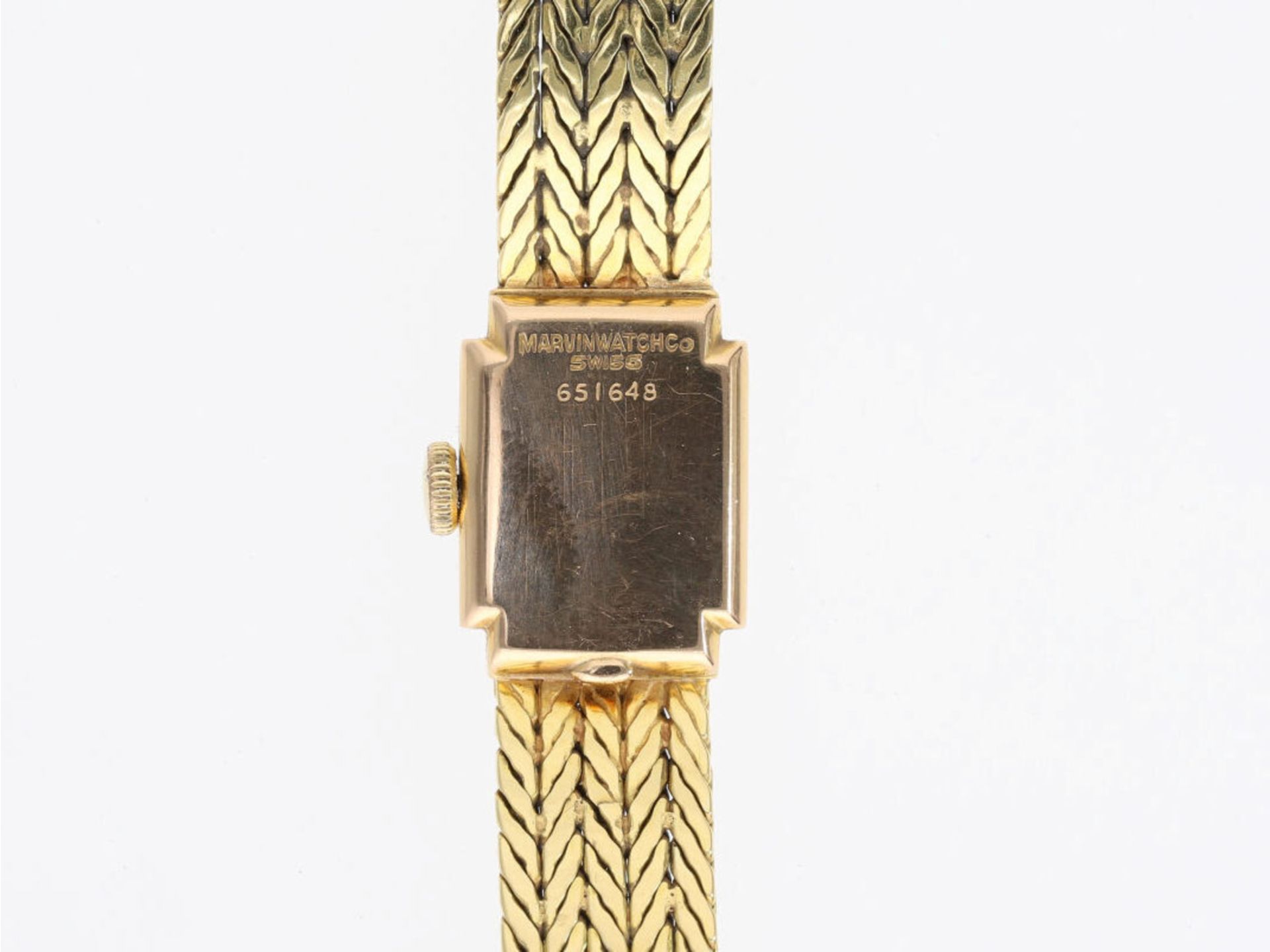 Armbanduhr: vintage Damenuhr aus 18K Gelbgold, Zifferblatt signiert "Marvin" - Bild 3 aus 4