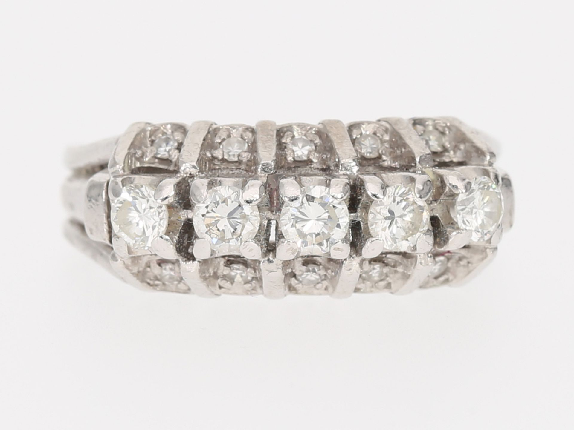 Ring: schöner weißgoldener vintage Brillant/Diamant-Goldschmiedering