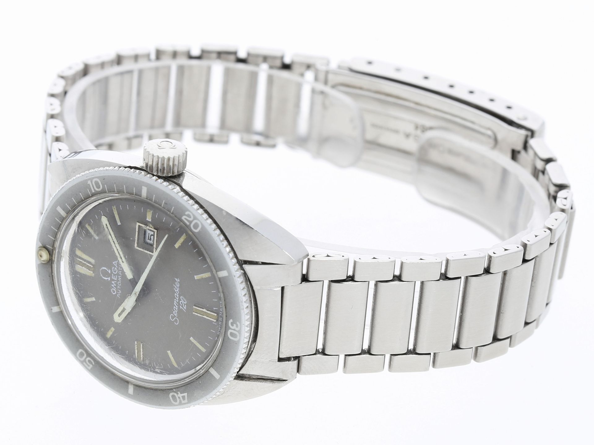 Armbanduhr: vintage Taucheruhr Omega "Seamaster 120" Edelstahl Ref. 566.023, ca. 1969 - Bild 2 aus 3