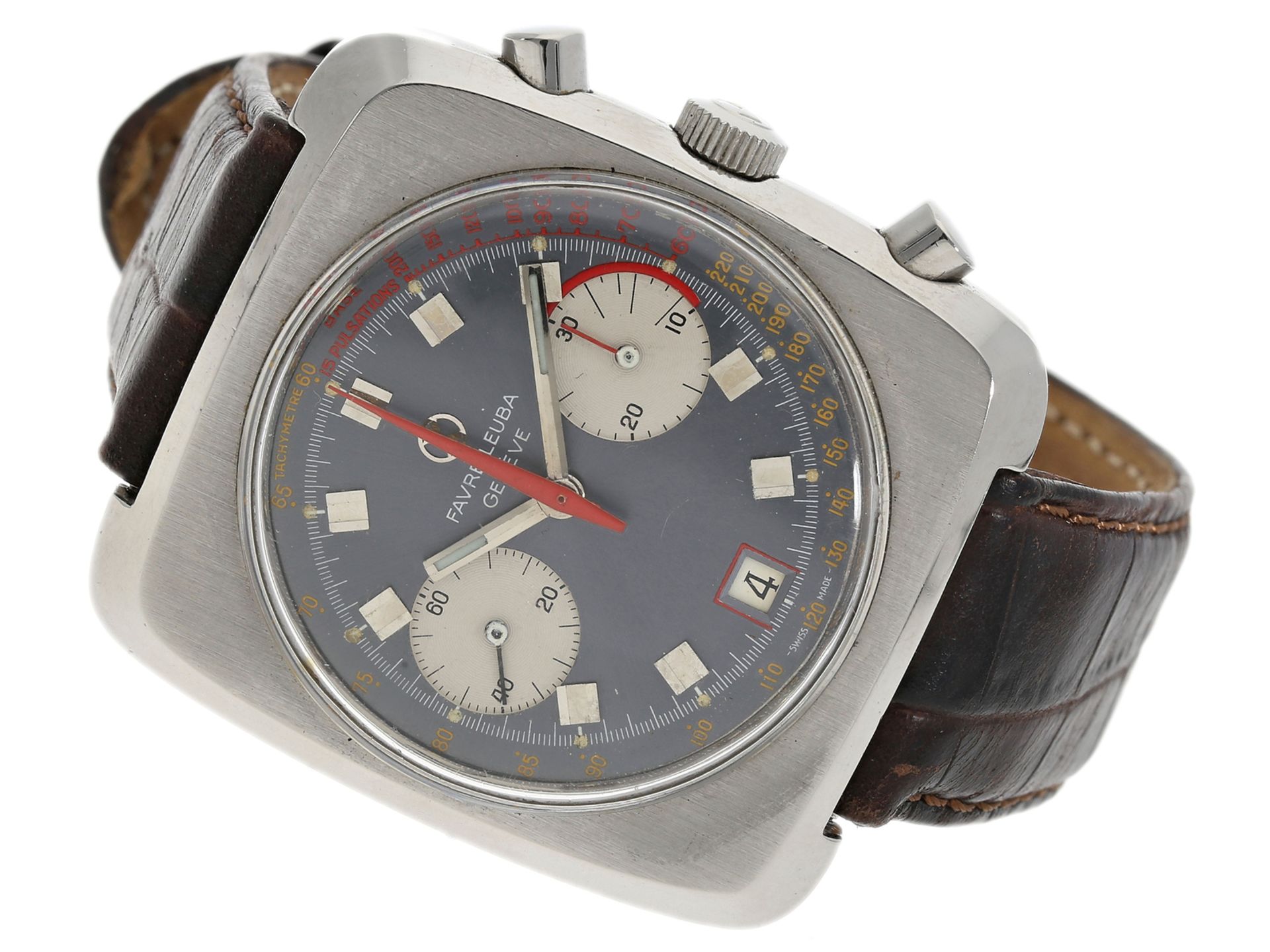 Armbanduhr: seltener vintage Herren-Chronograph von Favre-Leuba Geneve in Edelstahl, Ref. 31013