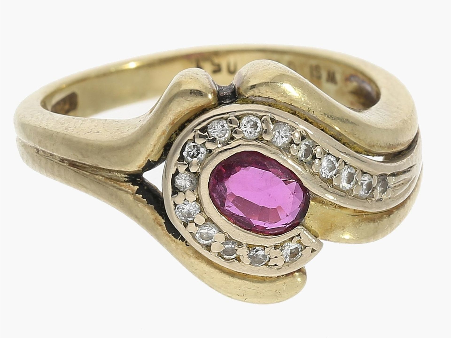 Ring: vintage Rubin/Brillant-Goldschmiedering von Wempe