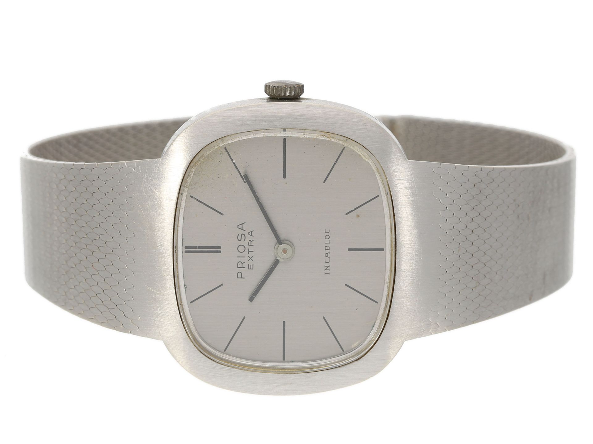 Armbanduhr: weißgoldene, hochwertige vintage Armbanduhr der Marke "Priosa" - Bild 2 aus 4