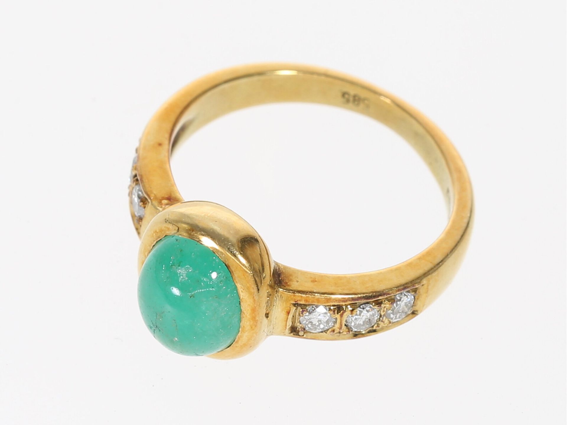 Ring: schöner Smaragd/Brillant-Goldschmiedering - Bild 3 aus 3