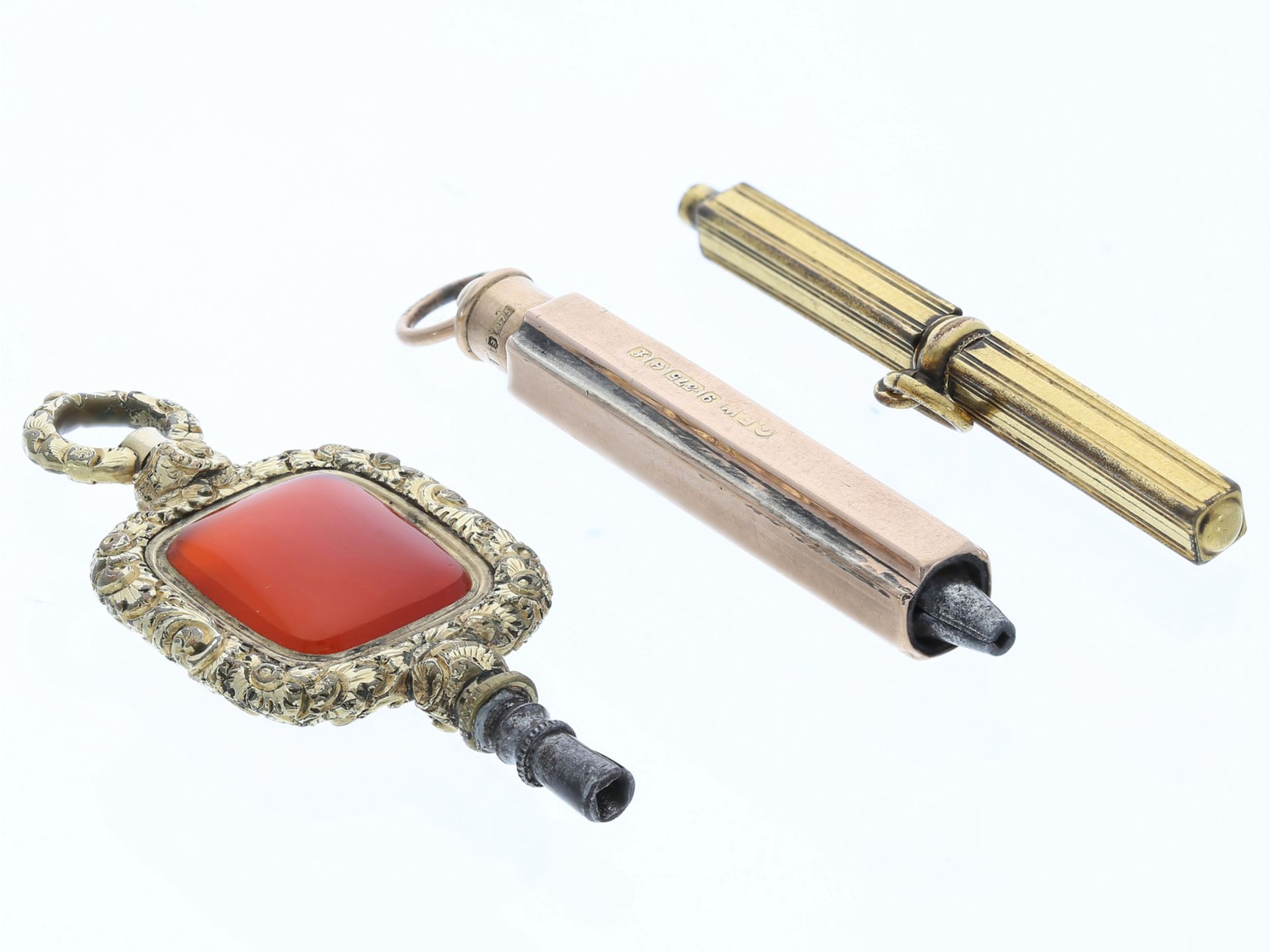 Uhrenschlüssel: 3 seltene englische Taschenuhrenschlüssel, 19. Jahrhundert - Bild 2 aus 2
