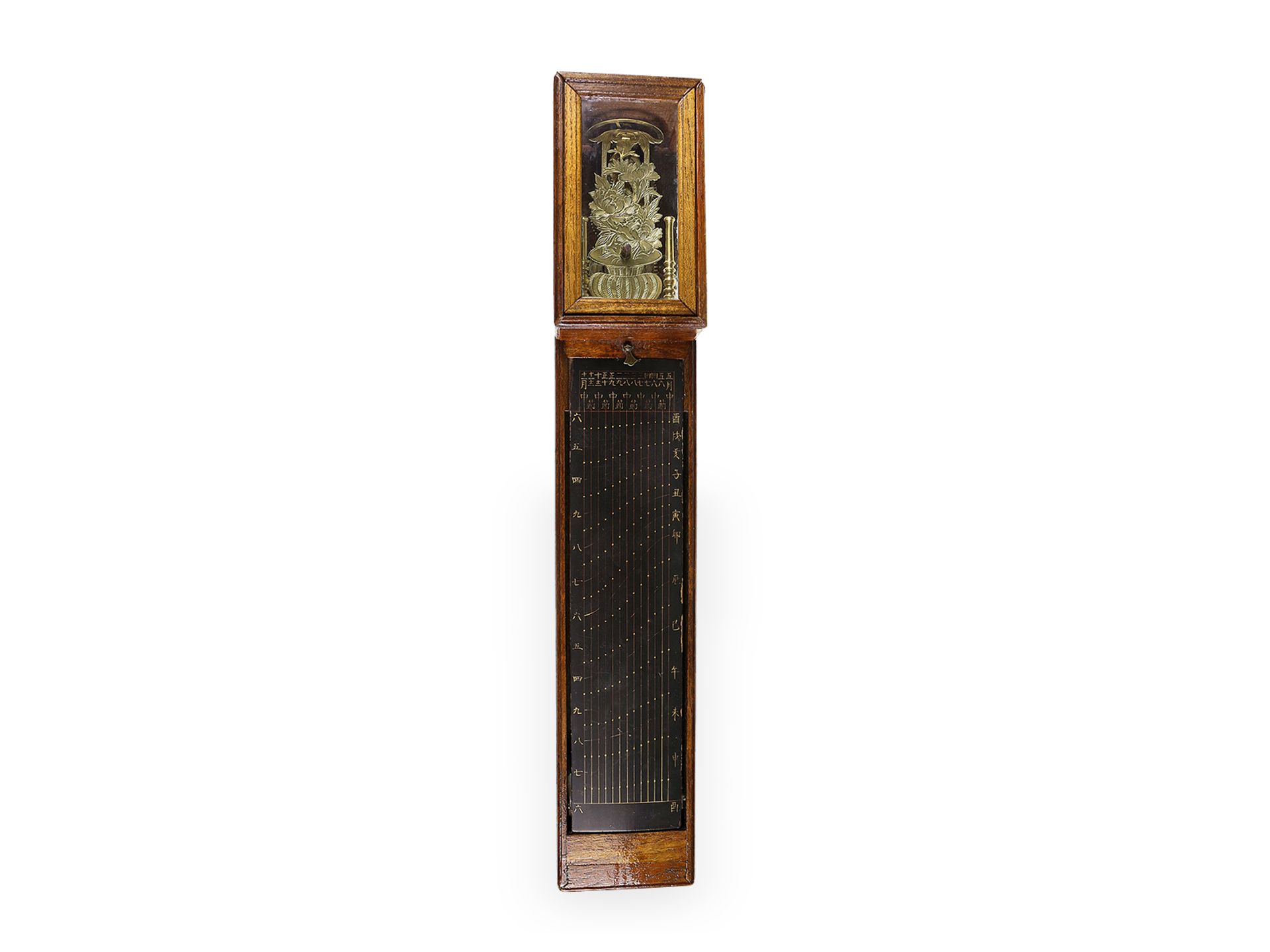 Wanduhr: sehr seltene japanische Pillar-Clock "Shaku Dokei" mit Koordinatenzifferblatt "Nami-Ita", c - Bild 6 aus 6