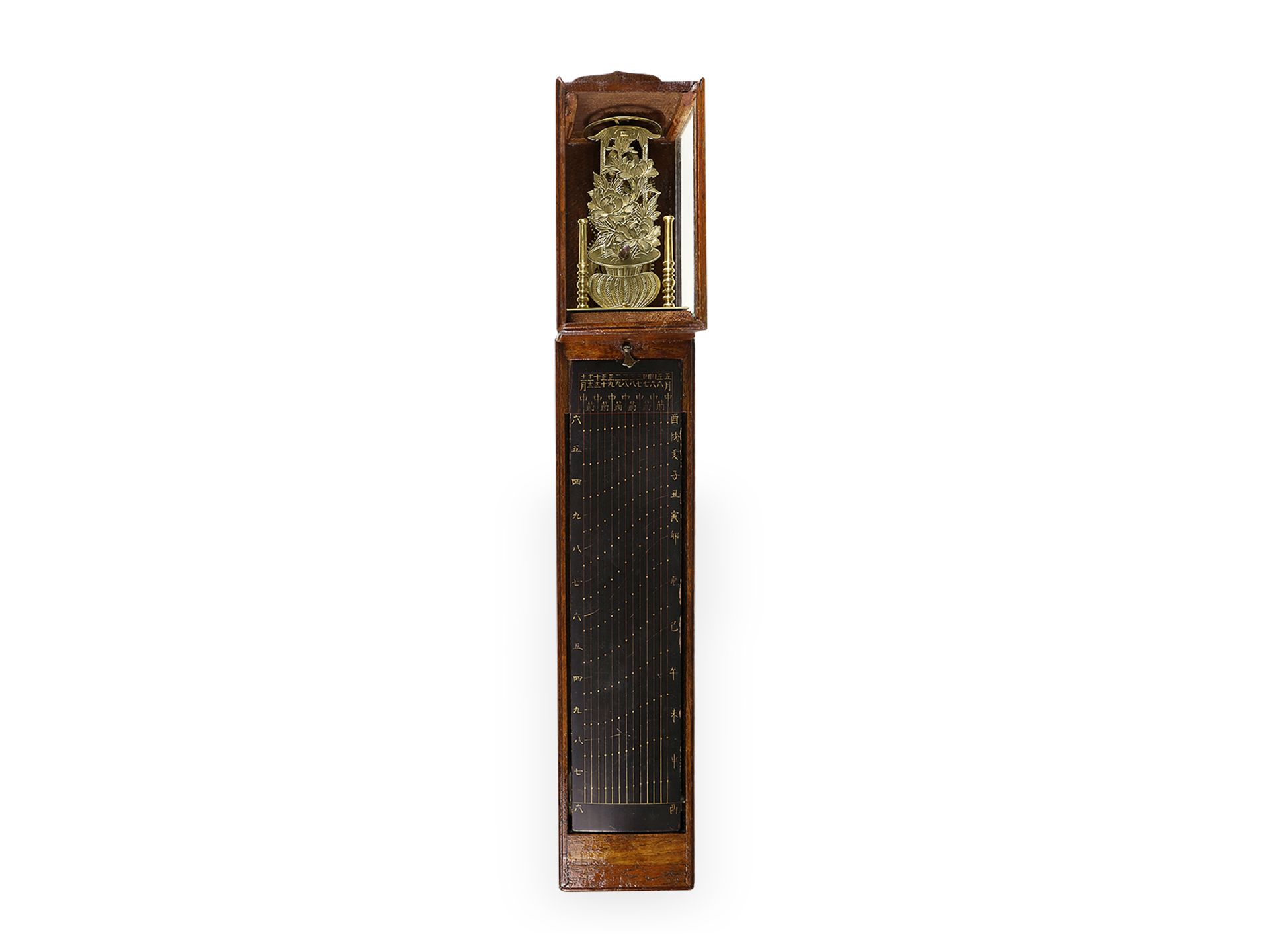 Wanduhr: sehr seltene japanische Pillar-Clock "Shaku Dokei" mit Koordinatenzifferblatt "Nami-Ita", c - Bild 2 aus 6