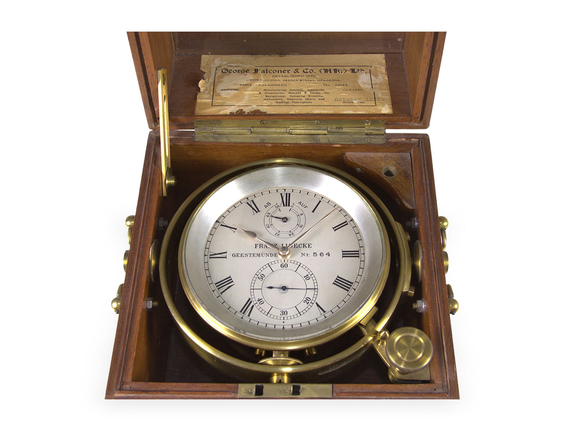 Hochfeines Glashütter Chronometer der Deutschen Kriegsmarine , Franz Lidecke Geestemünde Nr.564, ca. - Bild 6 aus 9