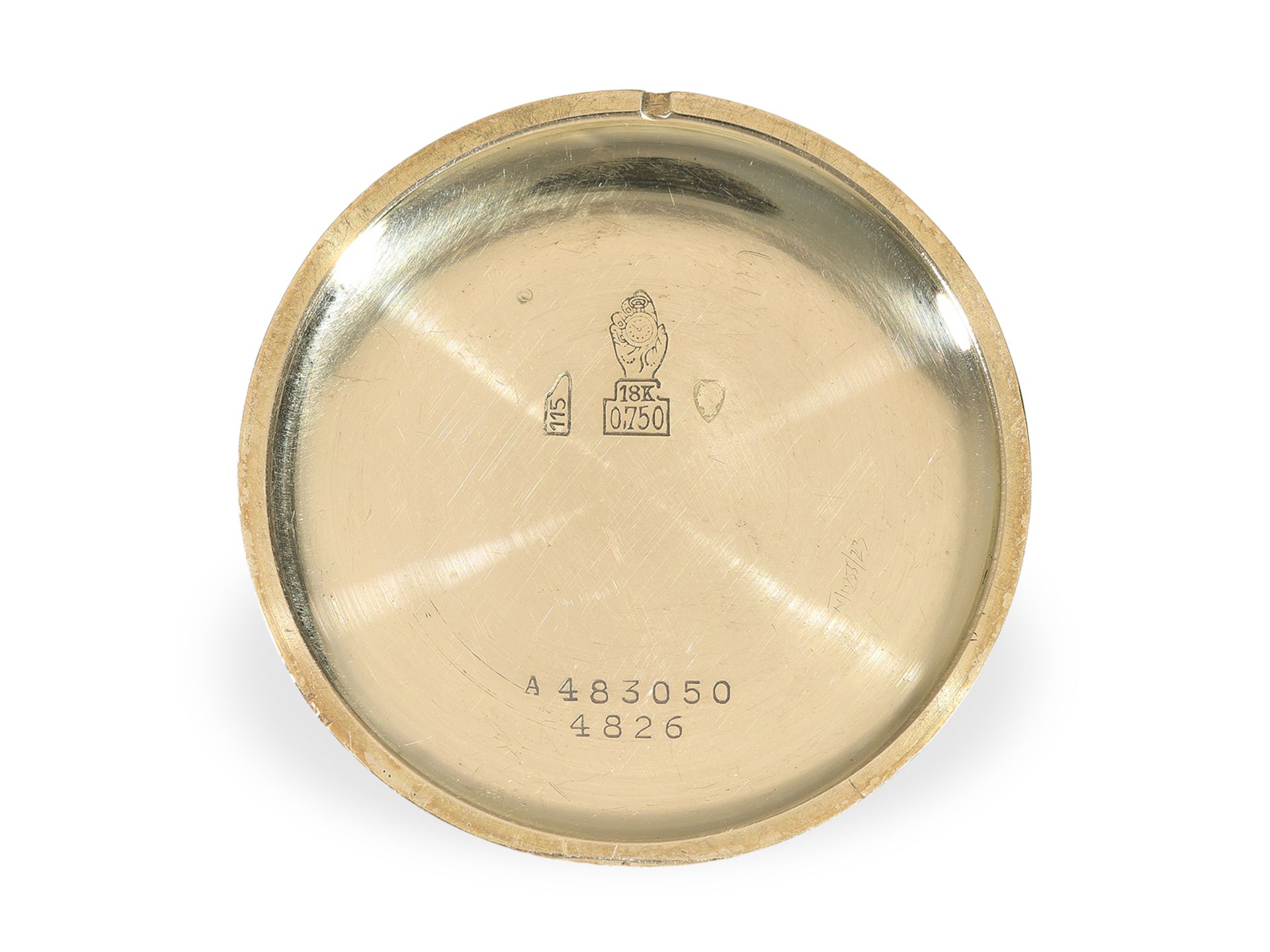 Armbanduhr: sehr schön erhaltene, große 18K Gold Movado "Triple Date" Ref. 4826, ca. 1950 - Bild 3 aus 4