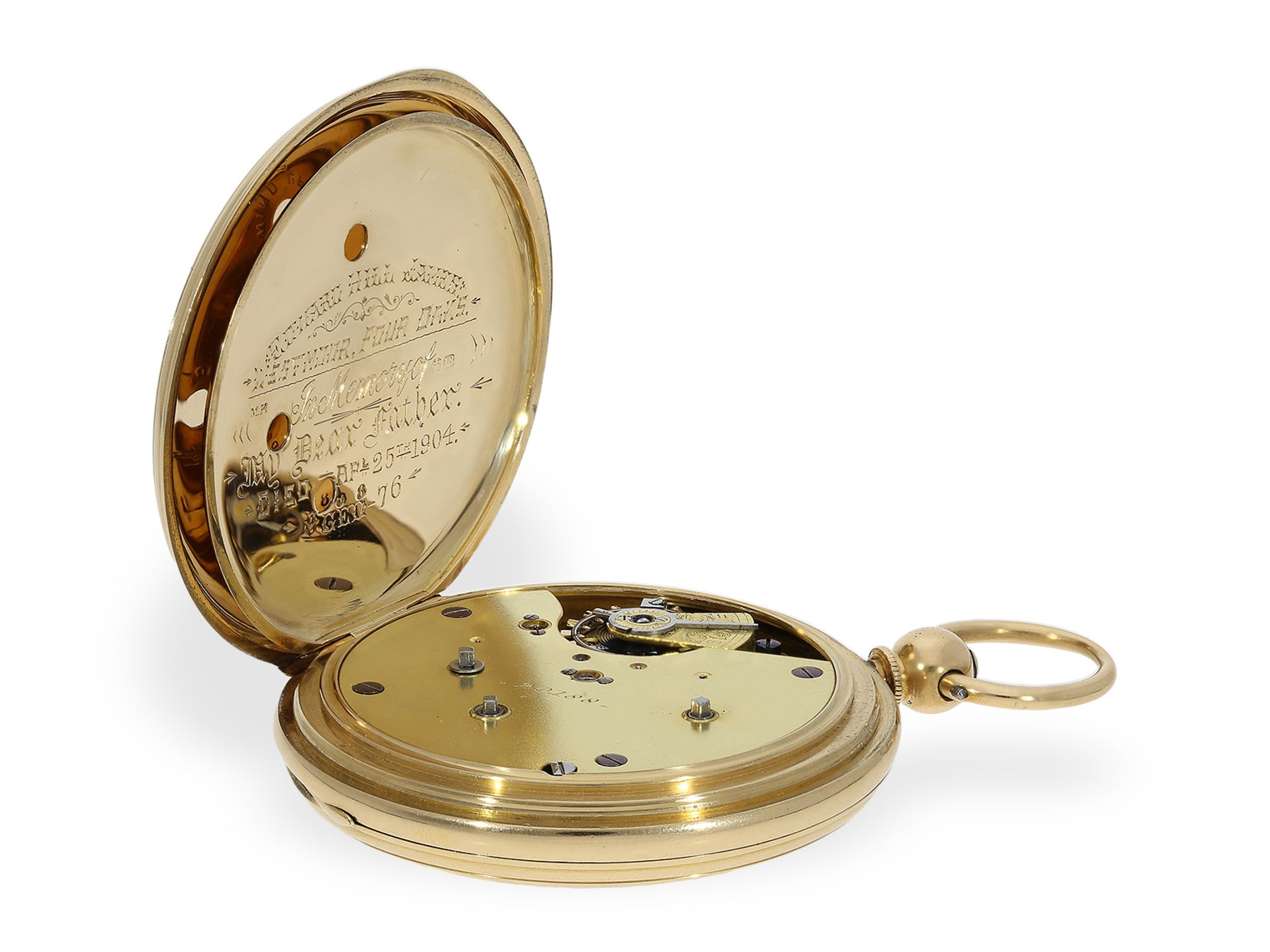 Taschenuhr: technisch interessante Goldsavonnette "Independent Centre-Seconds", London 1873 - Bild 4 aus 7
