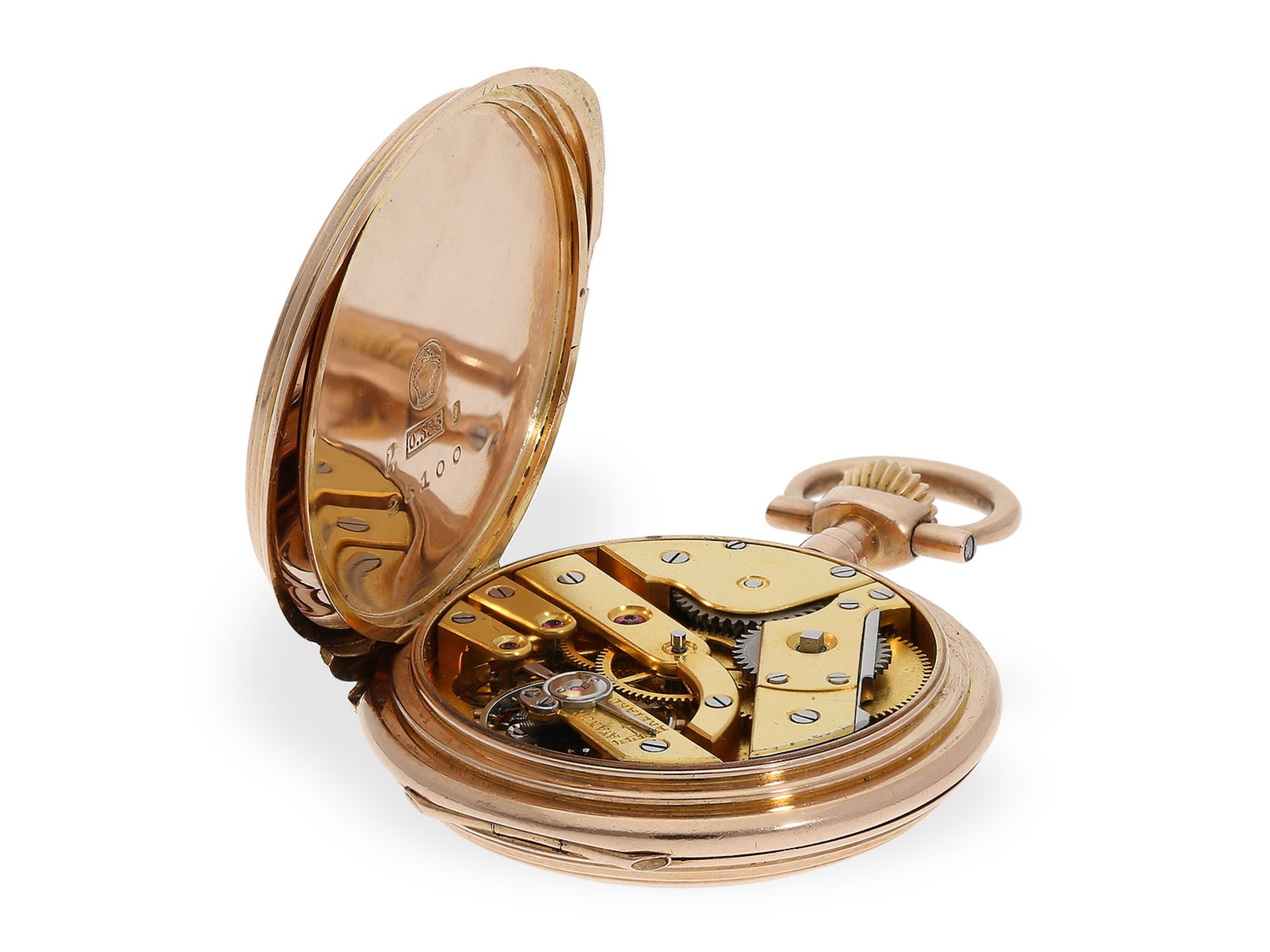 Pocket watch: very fine Louis XV gold hunting case watch, Alex Hüning Geneva, circa 1900, No.25100 - Image 4 of 6