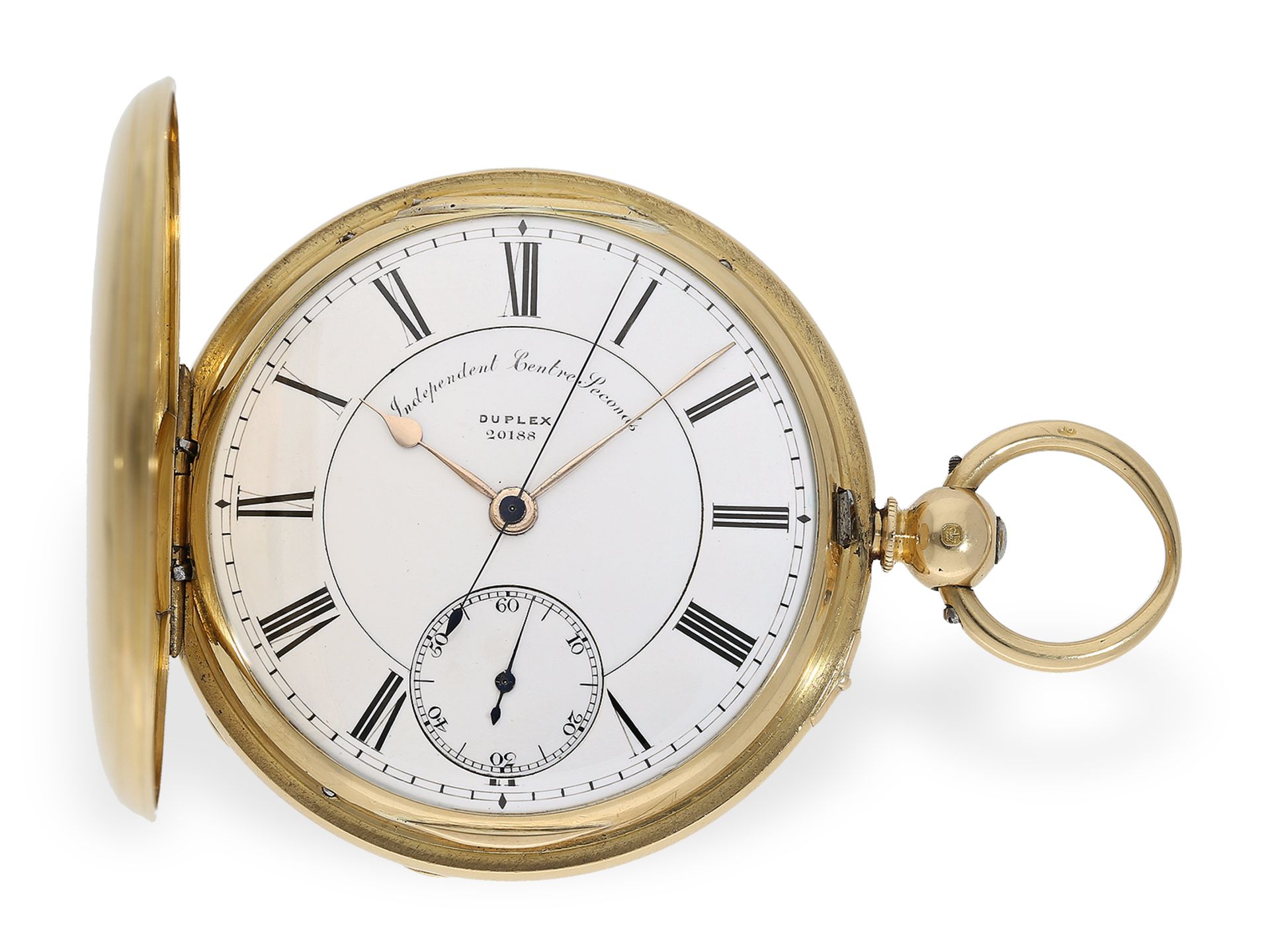 Taschenuhr: technisch interessante Goldsavonnette "Independent Centre-Seconds", London 1873