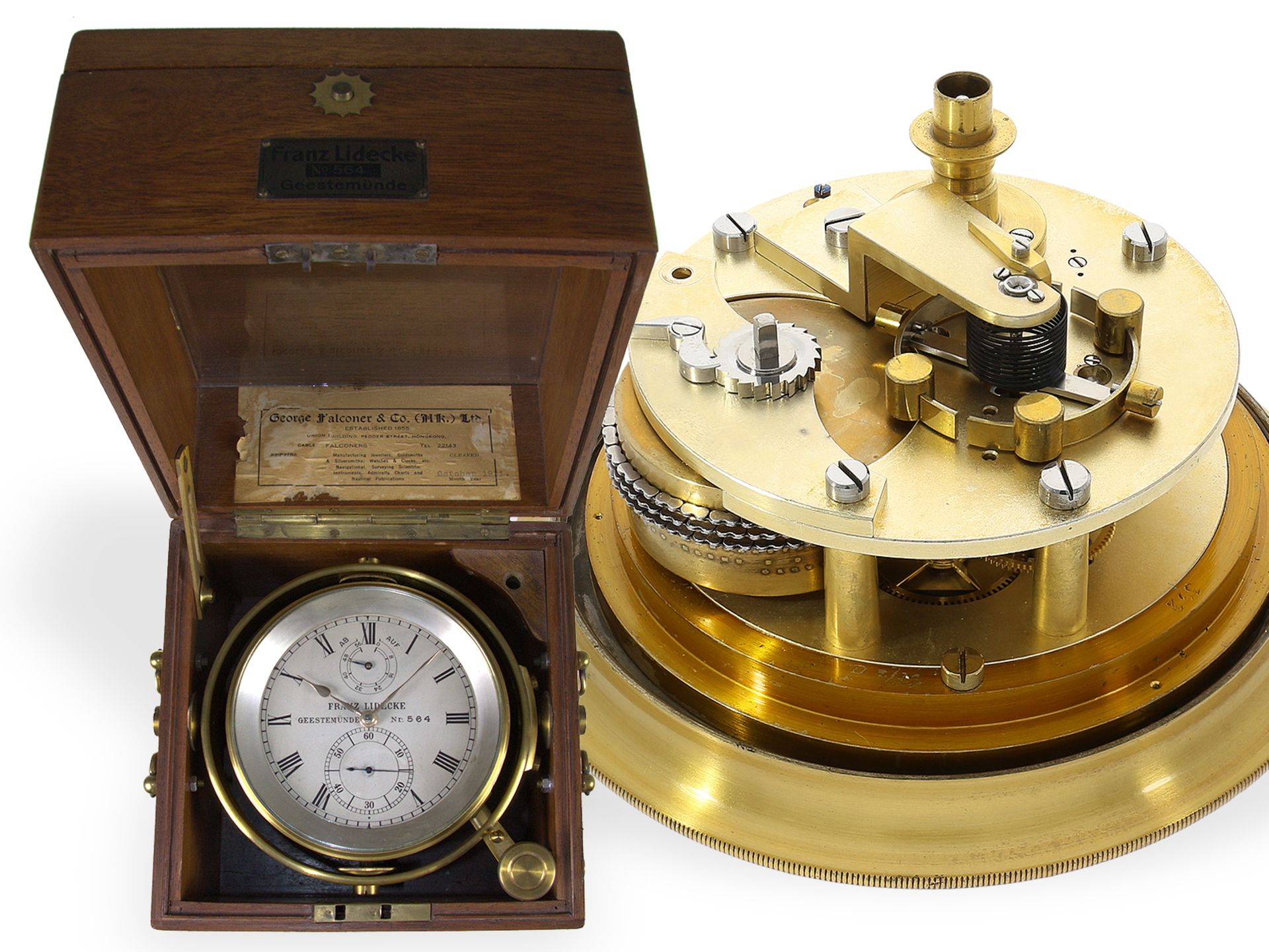 Hochfeines Glashütter Chronometer der Deutschen Kriegsmarine , Franz Lidecke Geestemünde Nr.564, ca.