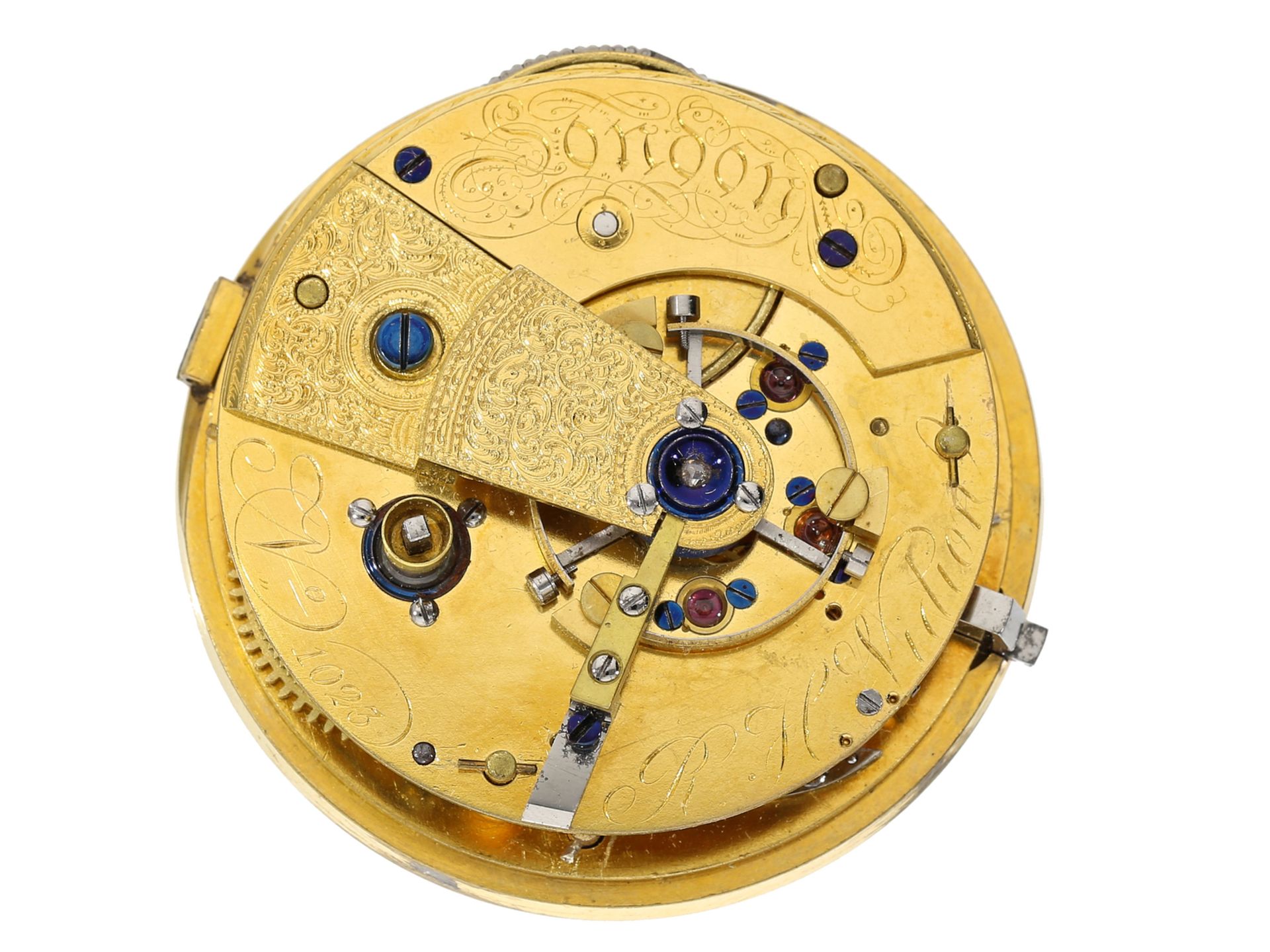Taschenuhr: interessantes Chronometerwerk nach Earnshaw, R.H. Vidion London No.1023, ca. 1840 - Image 2 of 4