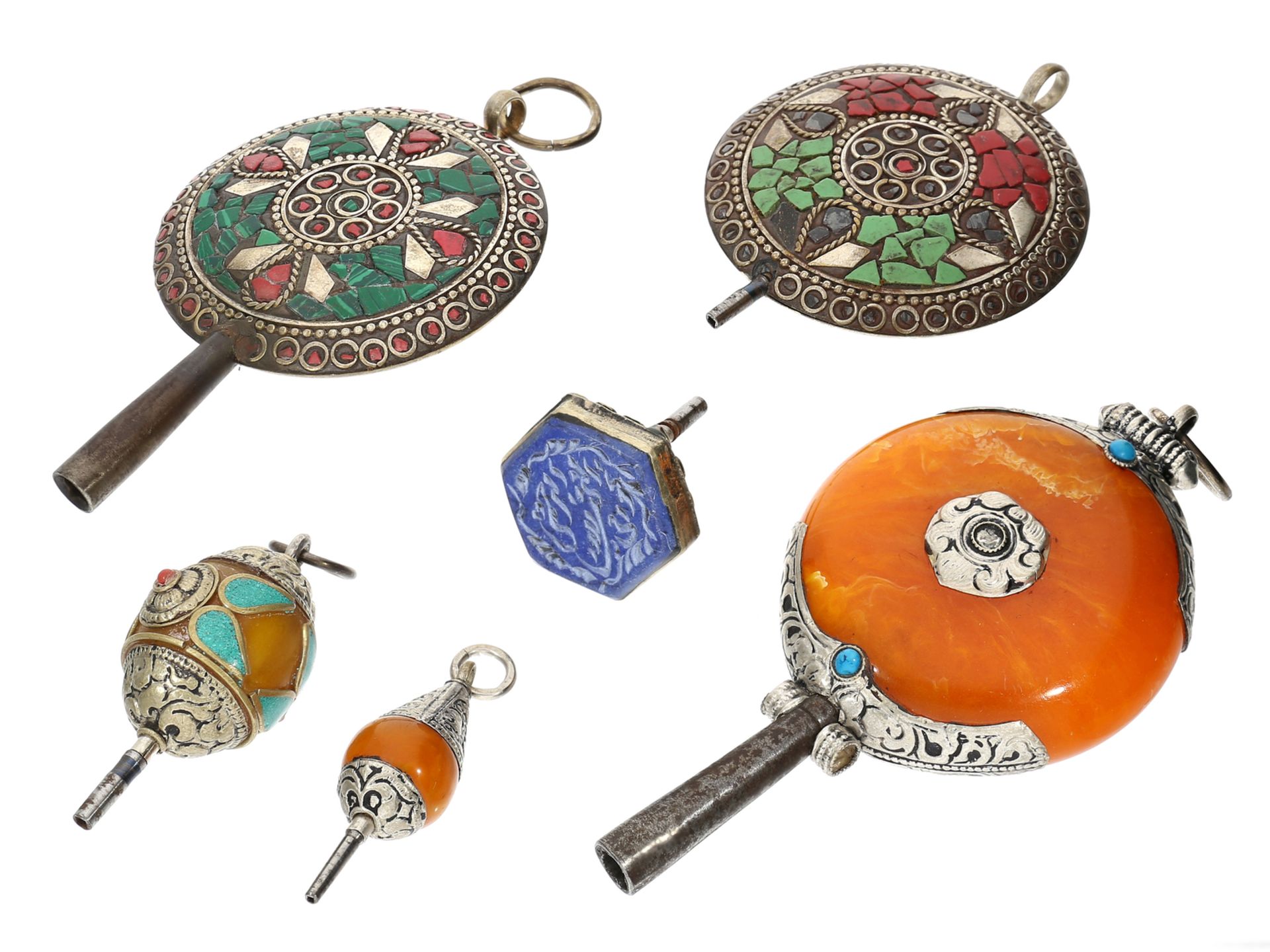 Uhrenschlüssel: kleine Sammlung äußerst seltener Uhrenschlüssel, vermutlich osmanisch, 19.Jh.