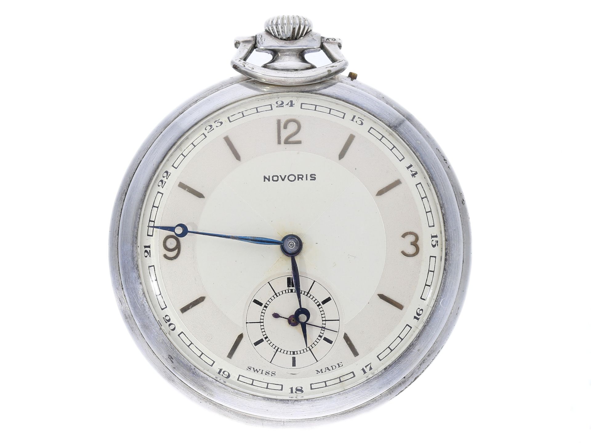 Taschenuhr: elegante Art déco Frackuhr mit Chronometer-Kaliber, Oris Watch Co., ca. 1930