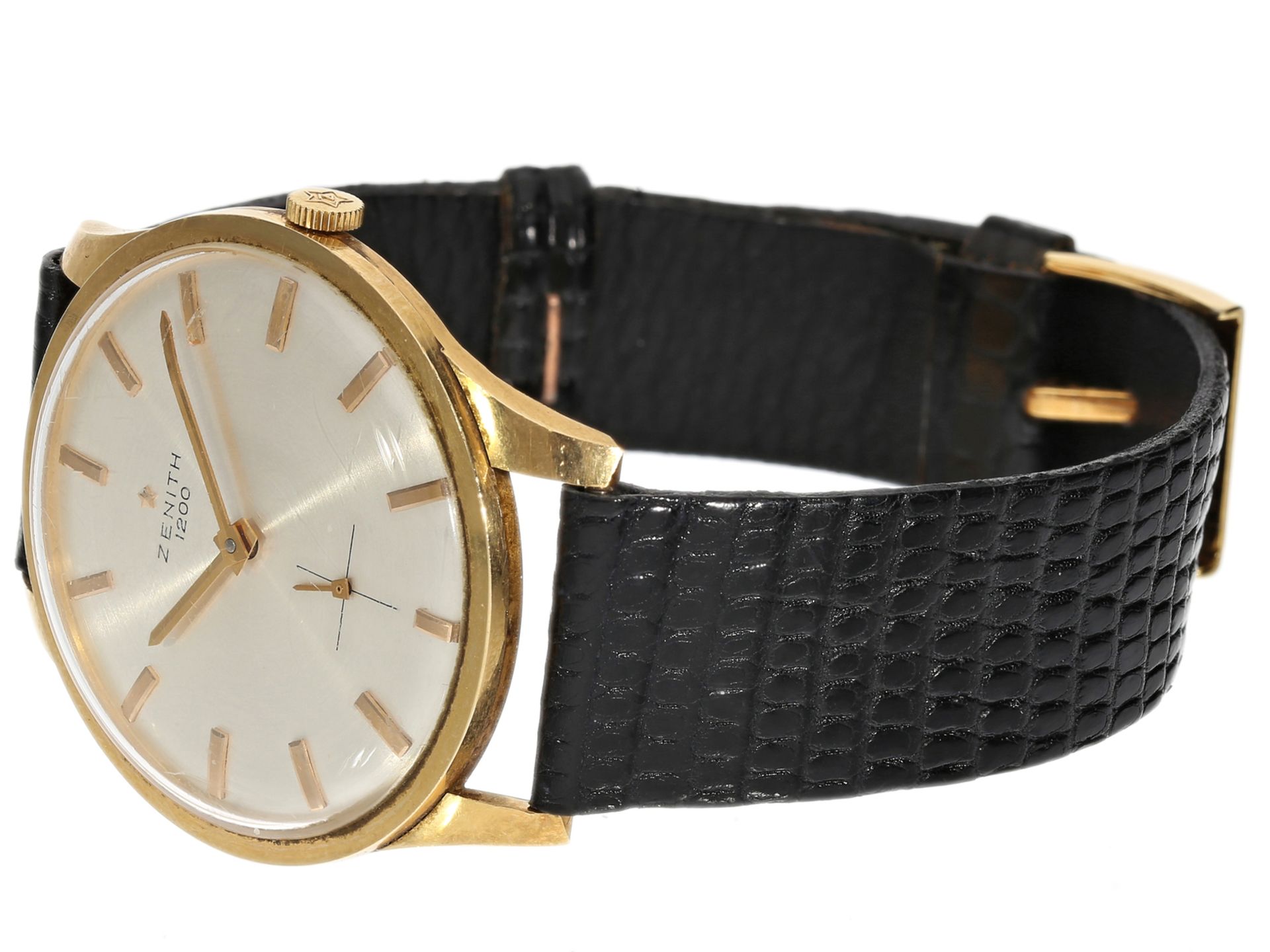 Armbanduhr: goldene Zenith Herrenuhr "Kaliber 40 T" 18K Gold, 1960er-Jahre - Bild 2 aus 3