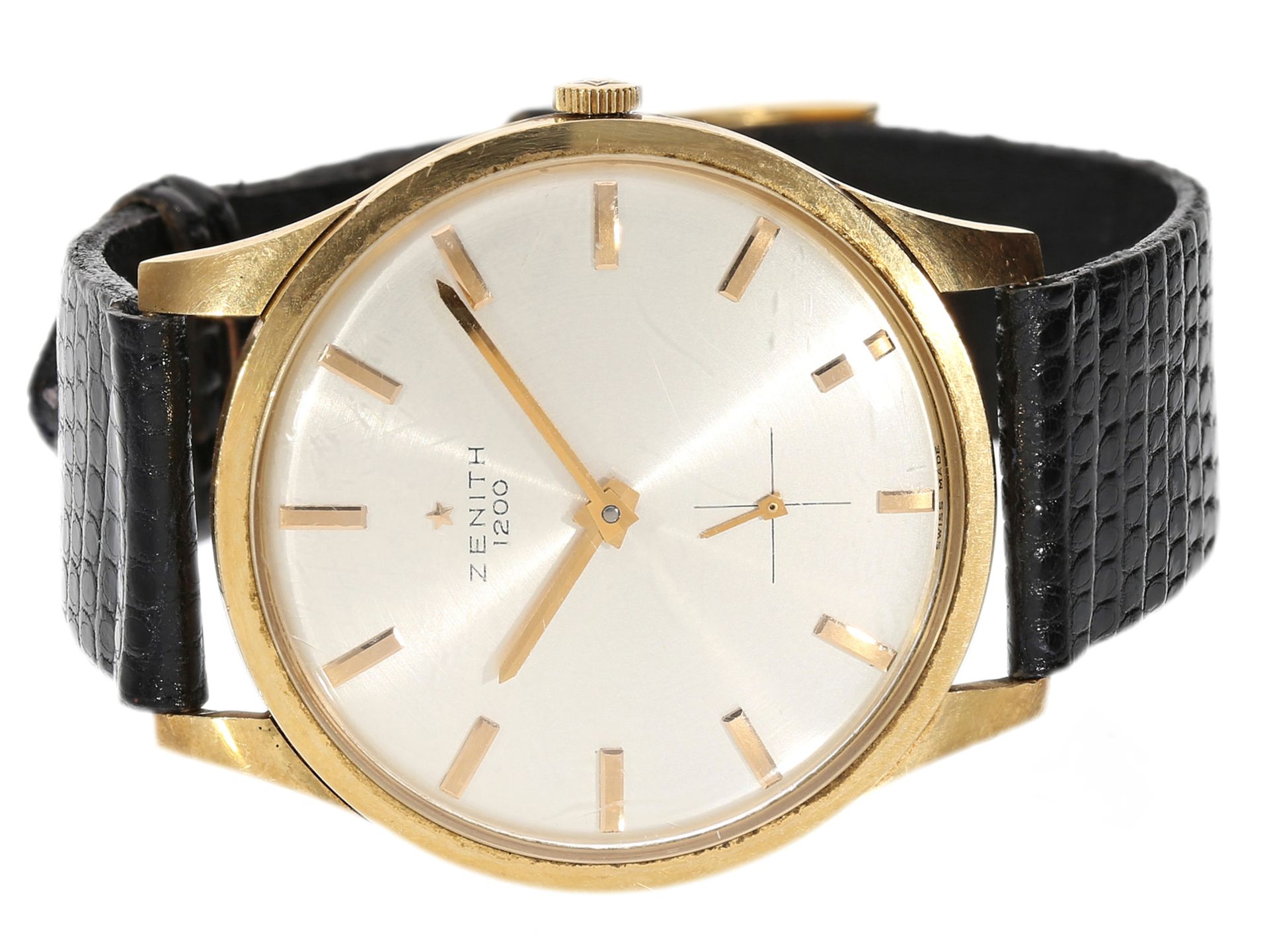 Armbanduhr: goldene Zenith Herrenuhr "Kaliber 40 T" 18K Gold, 1960er-Jahre