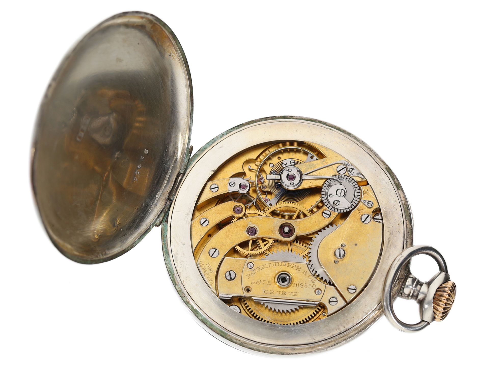 Taschenuhr: ungewöhnliche, große Taschenuhr mit Patek Philippe Ankerchronometerwerk, ca. 1895 - Bild 3 aus 4