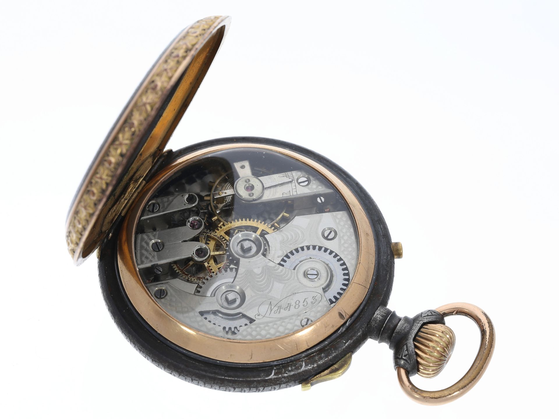 Taschenuhr: technisch hochinteressante Taschenuhr mit 2 Komplikationen "Observateur", ca. 1900 - Bild 3 aus 3