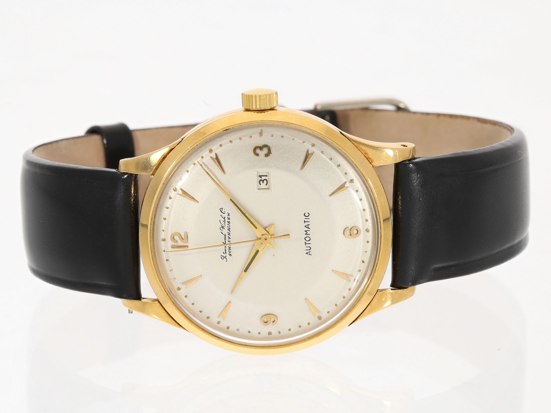 Armbanduhr: große IWC Automatik in 18K Gold, ca. 1957