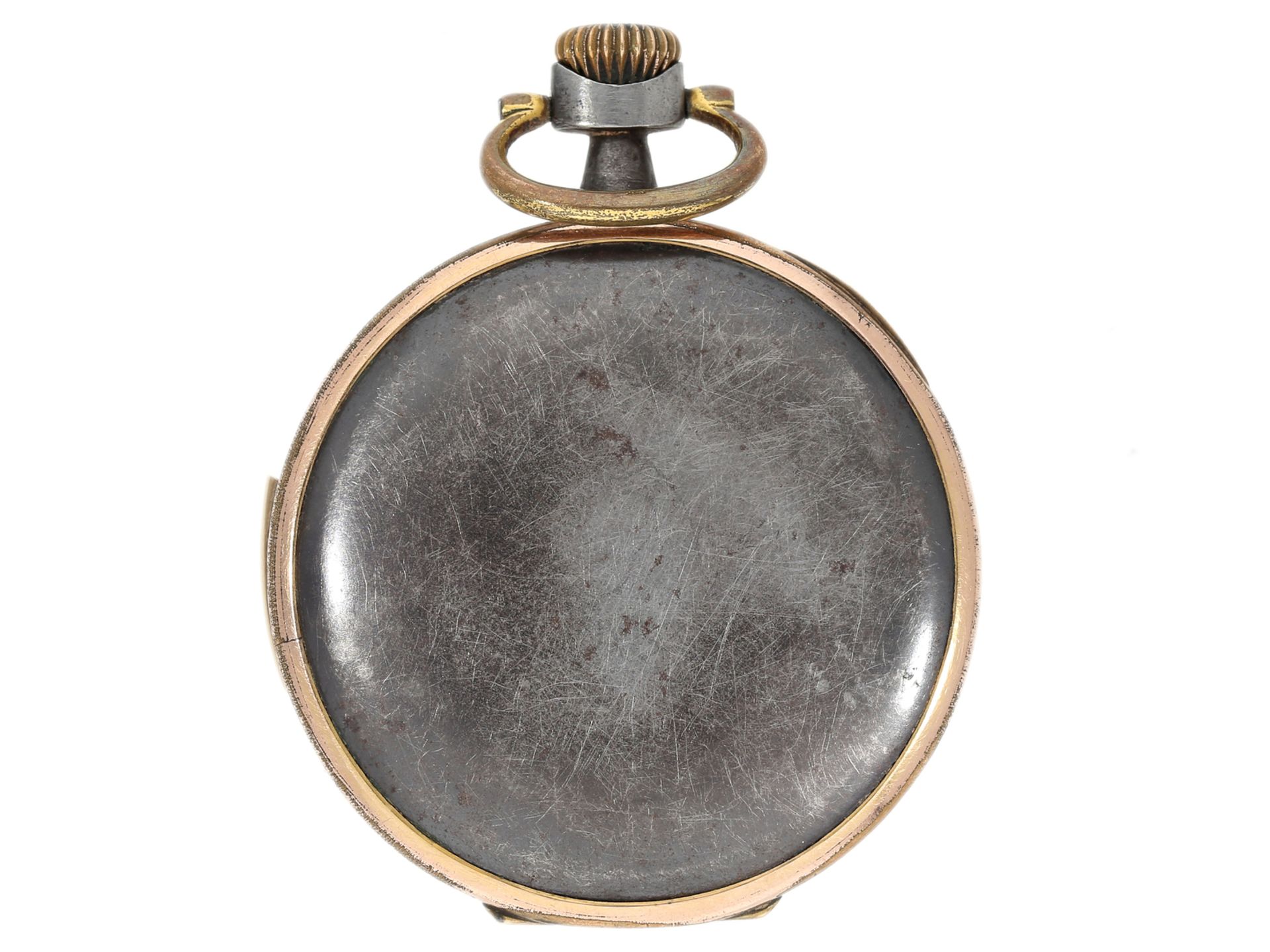Taschenuhr: ungewöhnliche eiserne Taschenuhr mit Repetition, Alfred Lugrin um 1915 - Bild 2 aus 4