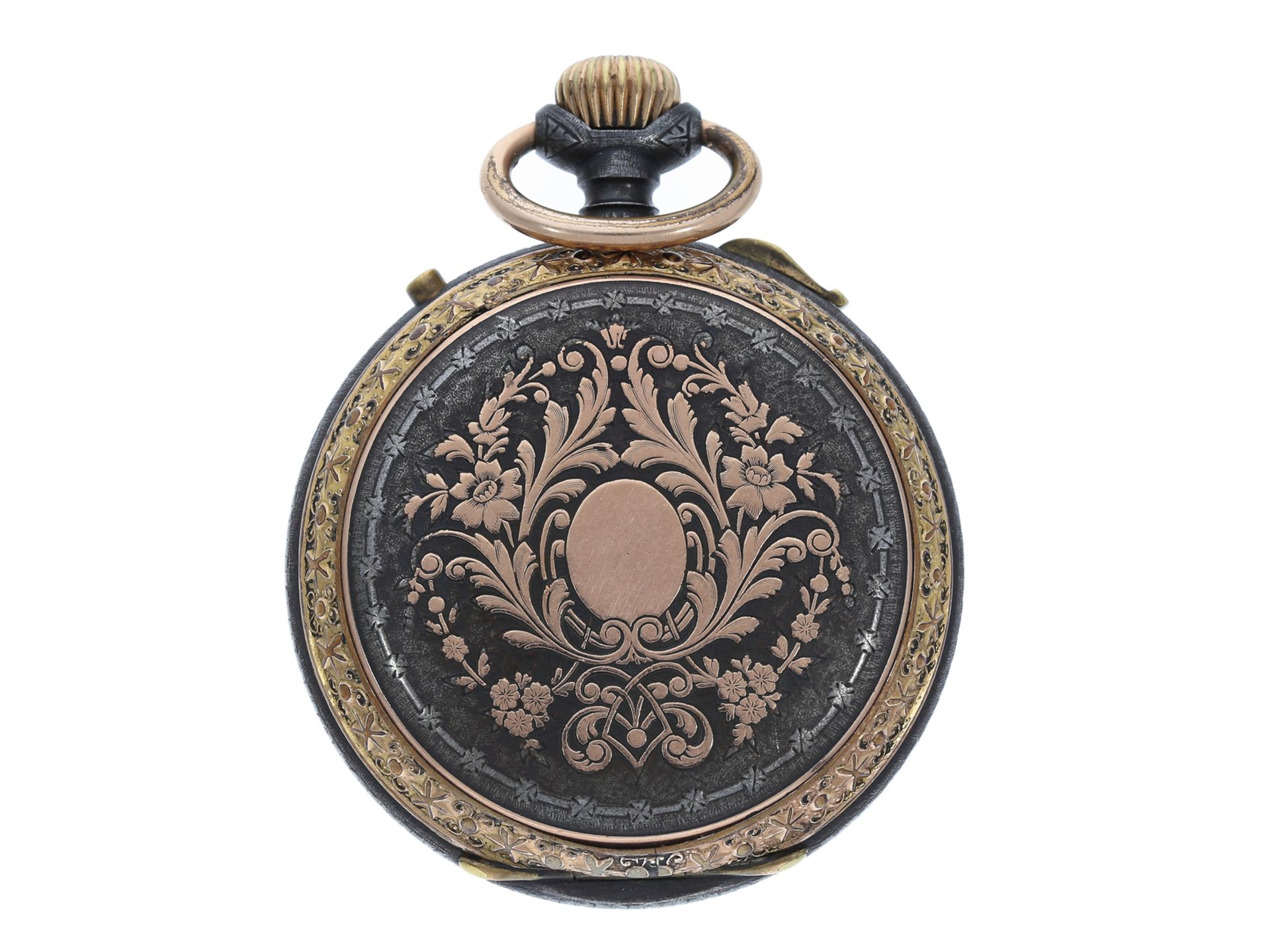 Taschenuhr: technisch hochinteressante Taschenuhr mit 2 Komplikationen "Observateur", ca. 1900 - Bild 2 aus 3