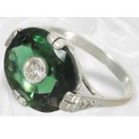 Ring: ausgesprochen schöner antiker Turmalin/Diamantring, um 1910