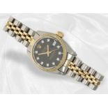 Armbanduhr: luxuriöse vintage Rolex-Damenuhr, Lady-Datejust mit Diamant-Zifferblatt, Stahl/Gold, Ref