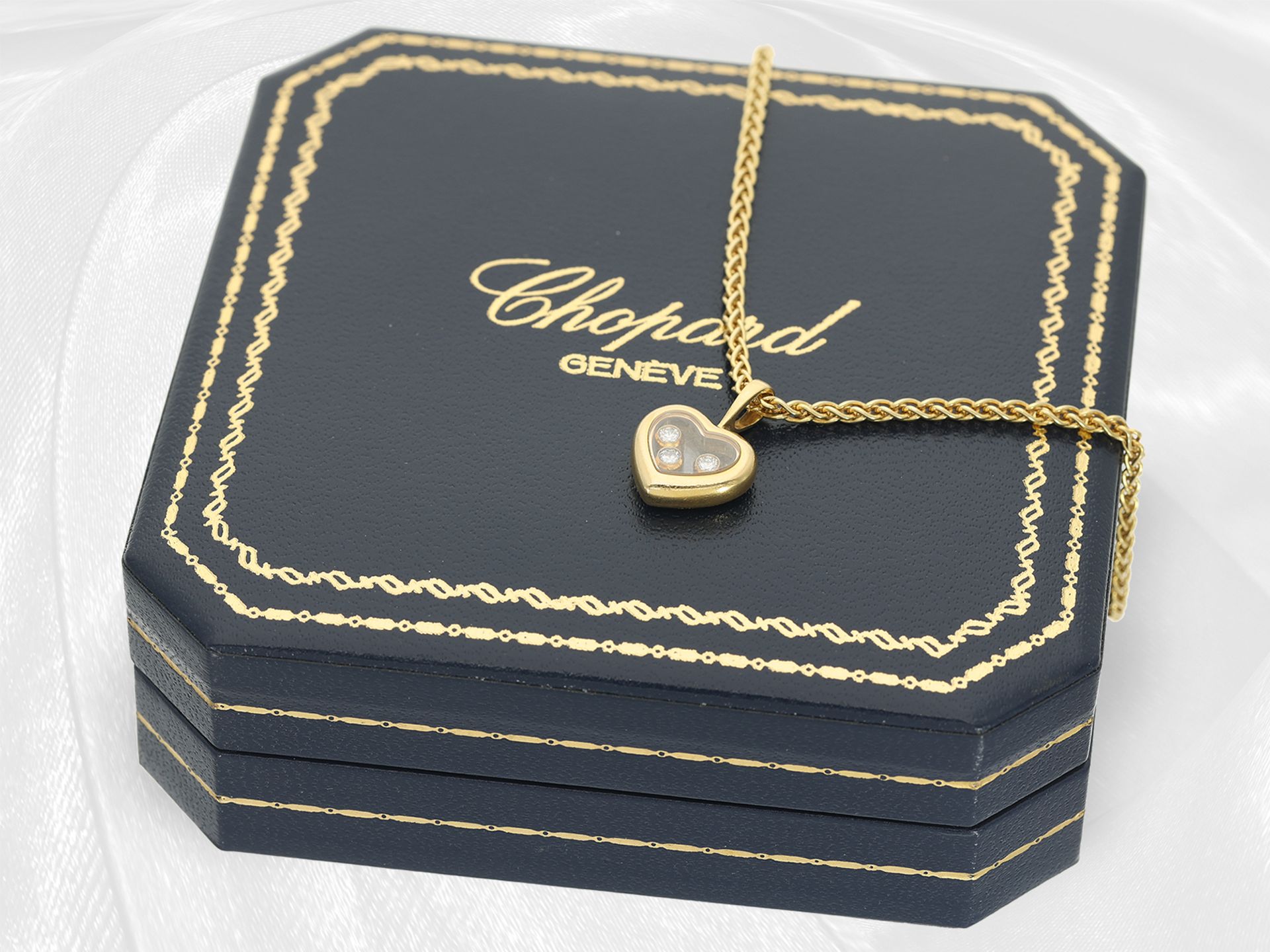 Kette/Collier: gelbgoldenes Herzcollier, "Happy Diamonds" von Chopard, 18K Gold, mit Zertifikat