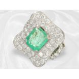 Ring: ausgefallener, wertvoller vintage Smaragd-/Brillantring, ehemals teure Handarbeit
