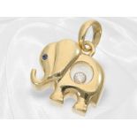 Hochwertiger Brillantanhänger, Chopard "Happy Diamonds", Elefant, Markenschmuck aus 18K Gelbgold