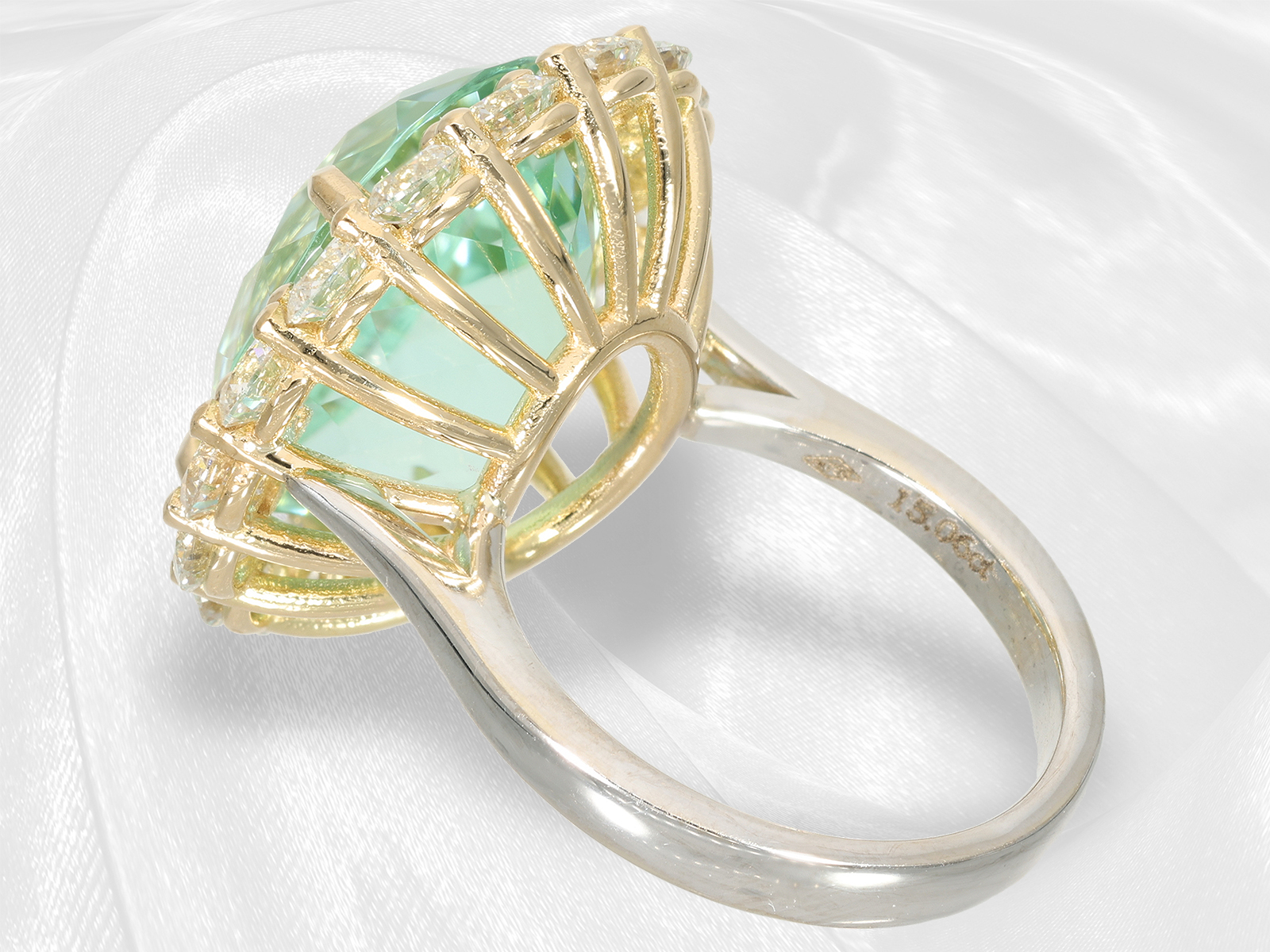 Ring: extremely high-quality tourmaline ring, eye-clean certified Paraiba of 15.06ct - Image 4 of 9