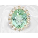 Ring: extremely high-quality tourmaline ring, eye-clean certified Paraiba of 15.06ct
