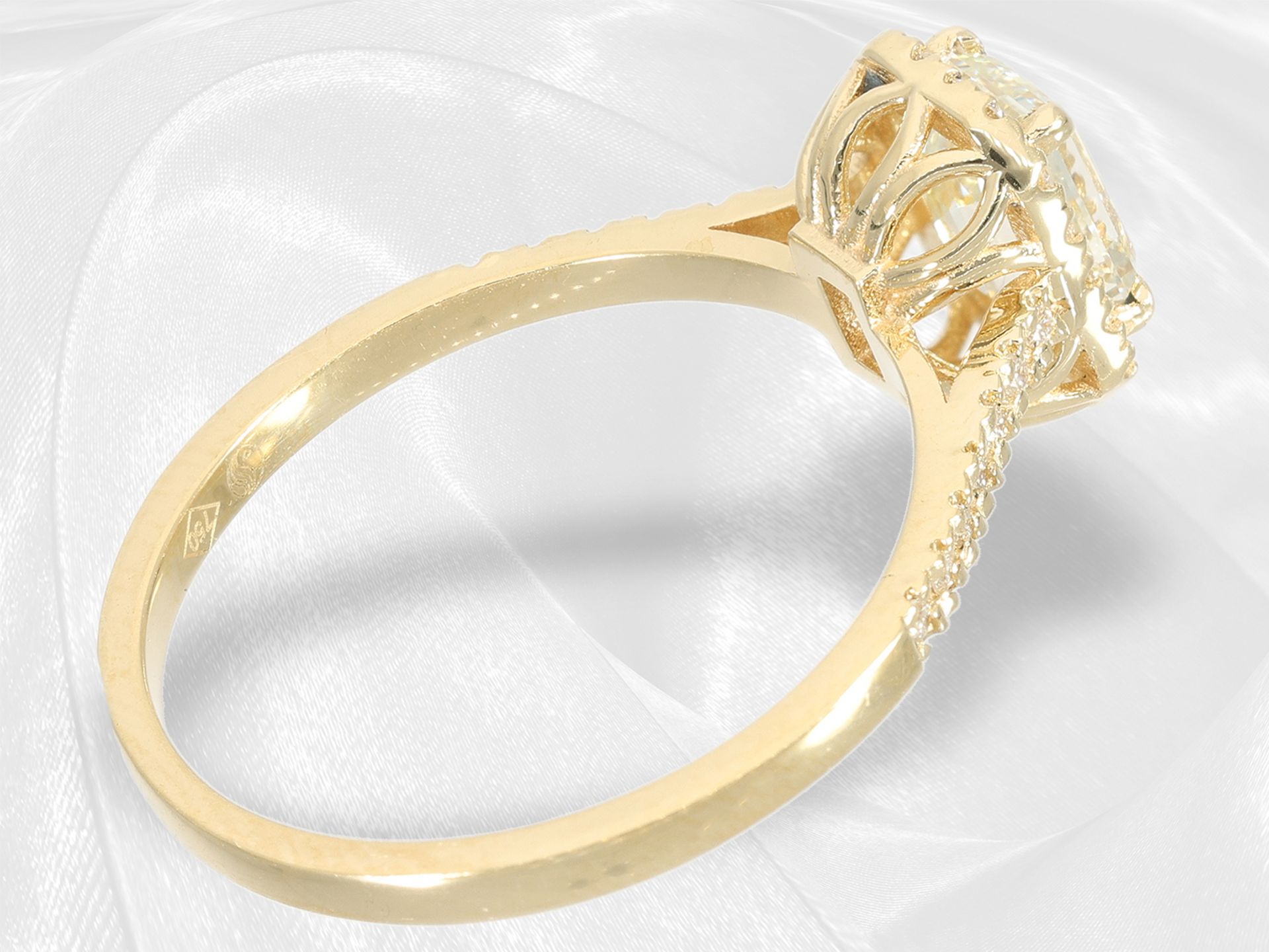 Moderner und feiner Diamant-Goldschmiedering aus 18K Gelbgold, neuwertig - Bild 3 aus 5