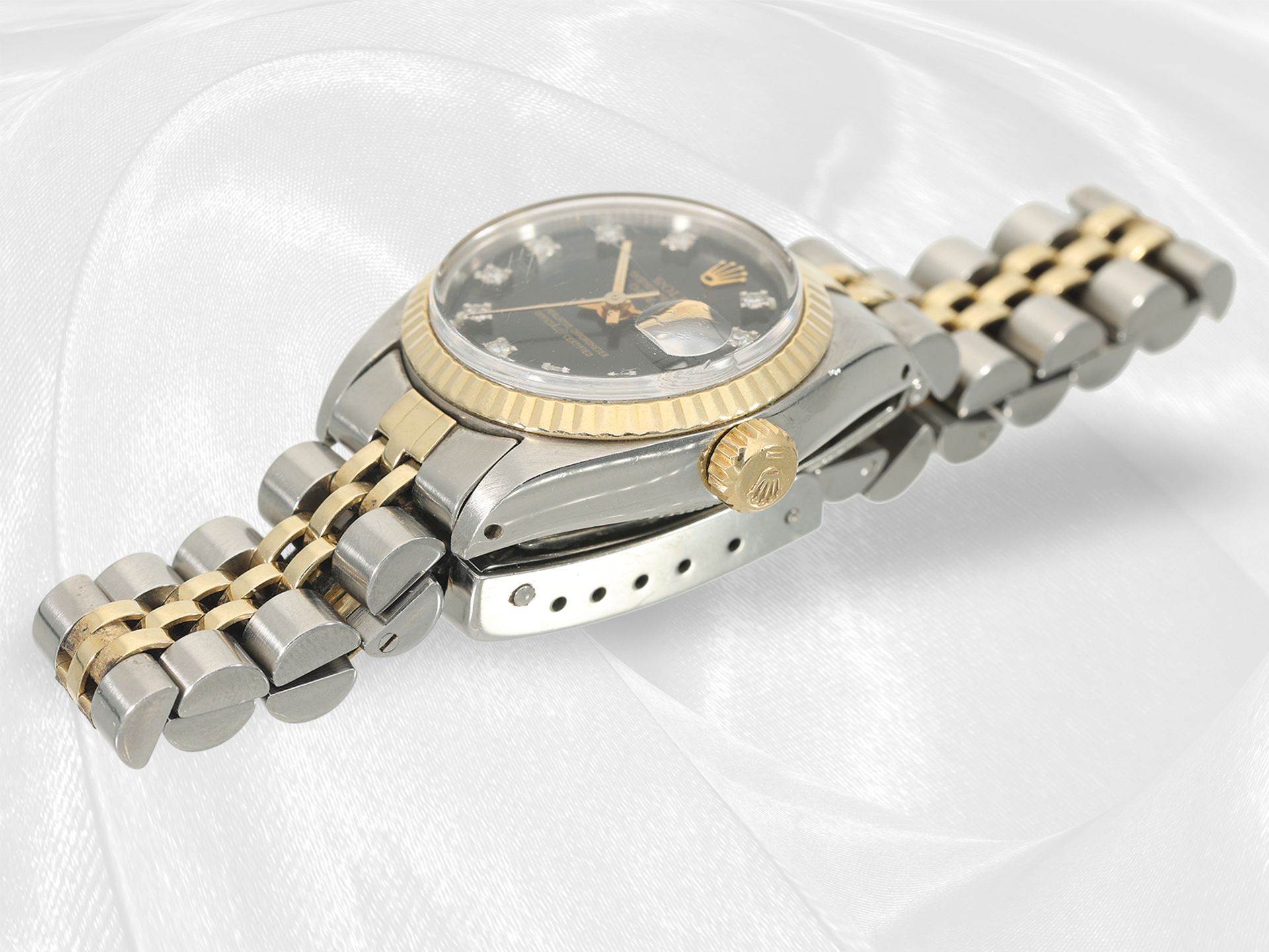 Wristwatch: luxury vintage Rolex ladies watch, Lady-Datejust with diamond dial, steel/gold, Ref: 691 - Image 3 of 3