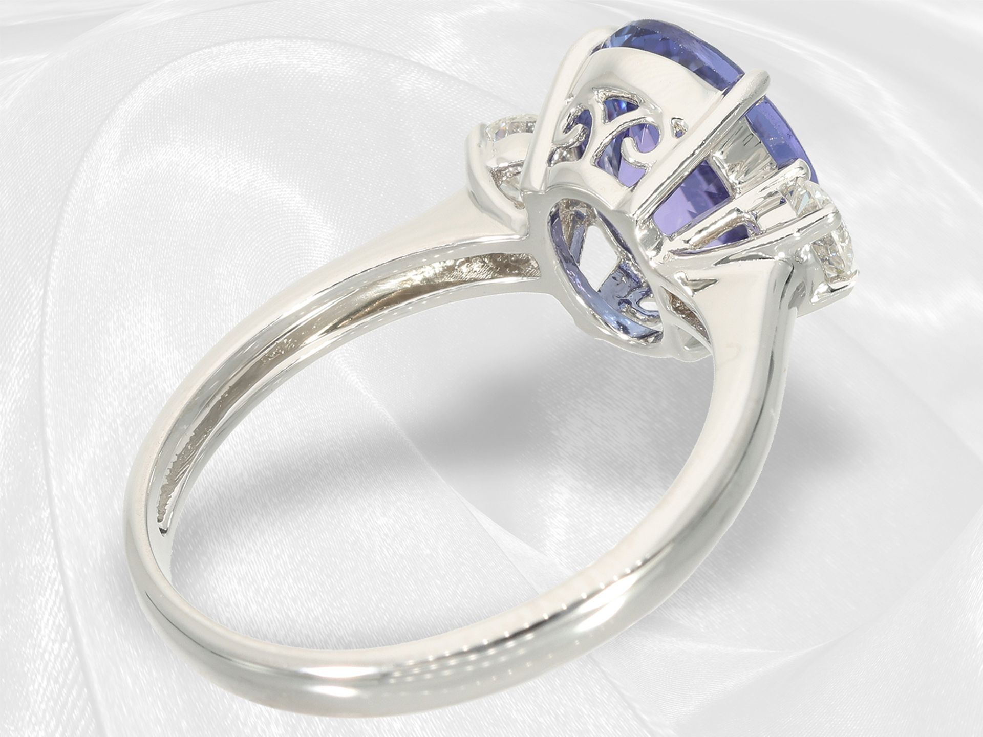 Ring: like new white gold tanzanite/brilliant-cut diamond goldsmith ring - Image 5 of 5