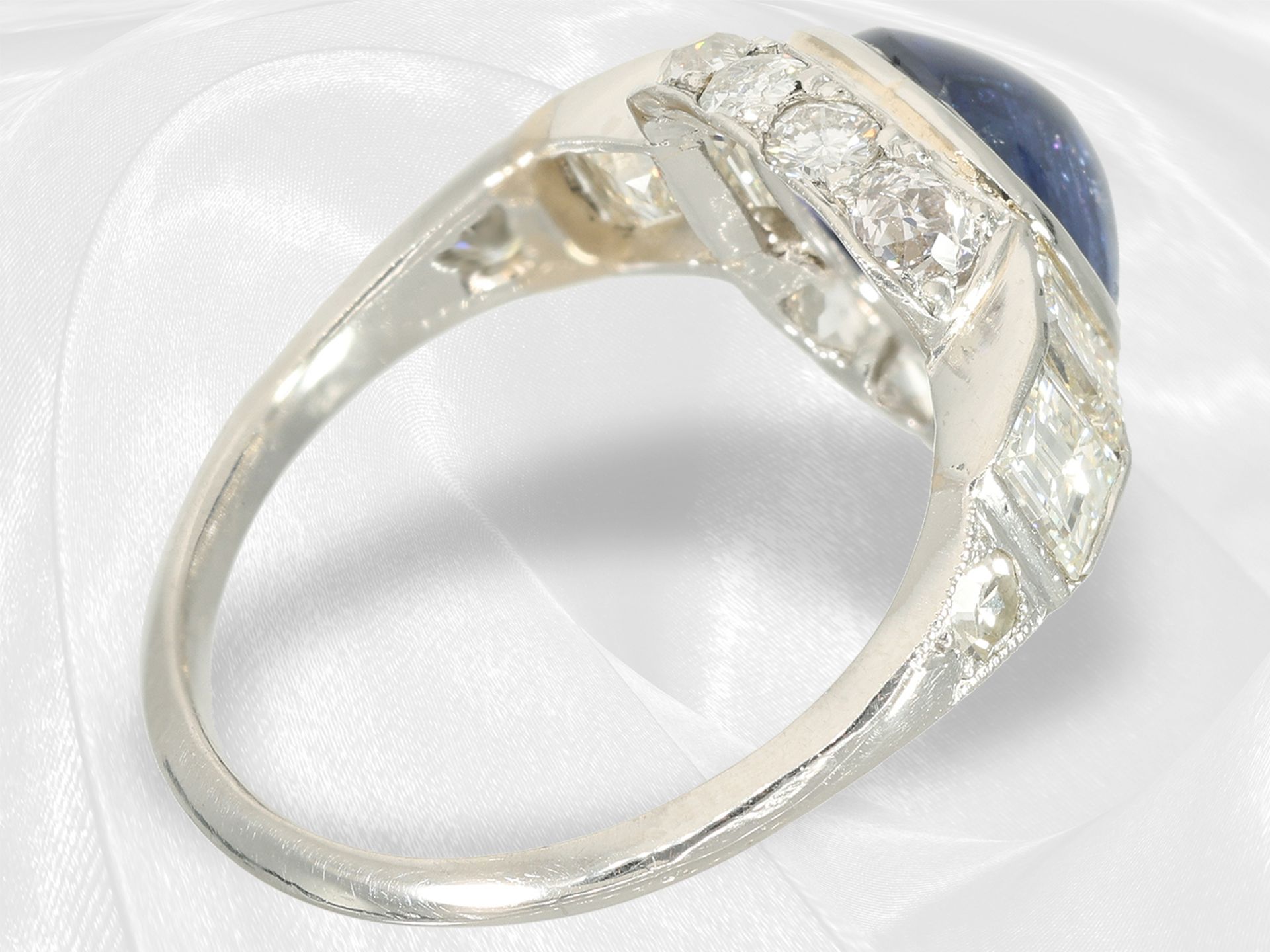 Ring: ehemals teurer Saphir/Diamant-Goldschmiedering, Burma-Saphir von ca. 3,25ct "NO HEAT", mit Gem - Bild 4 aus 6