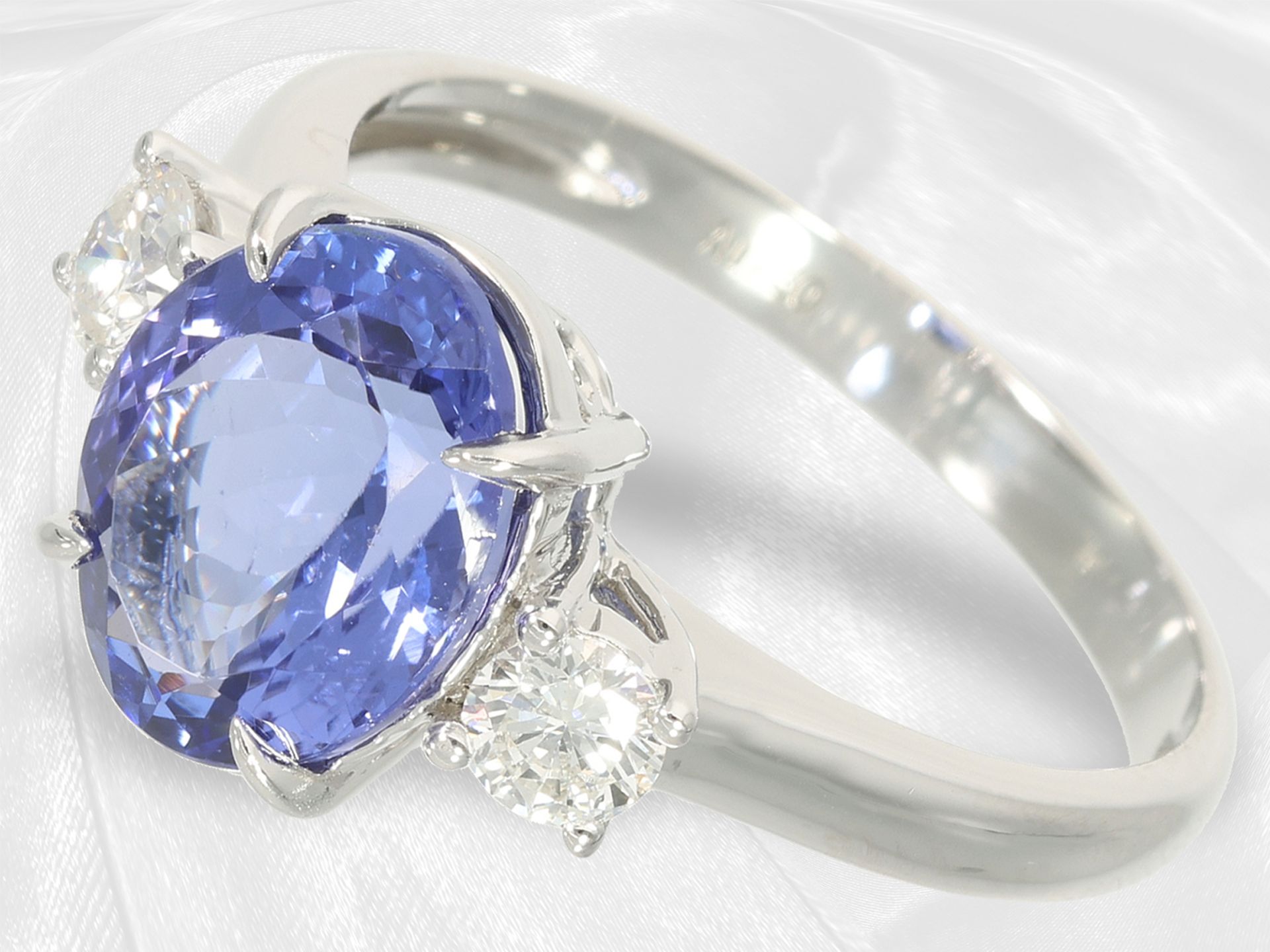 Ring: like new white gold tanzanite/brilliant-cut diamond goldsmith ring - Image 4 of 5