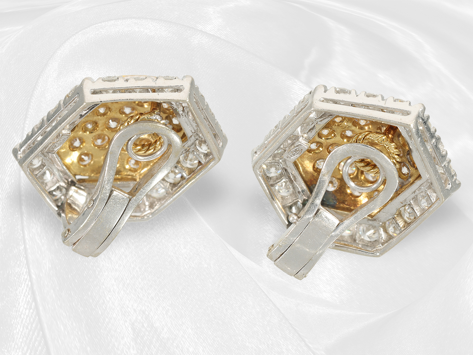 Earclips/ring: extremely luxurious vintage goldsmith's jewellery, finest brilliant-cut diamonds of a - Image 8 of 8